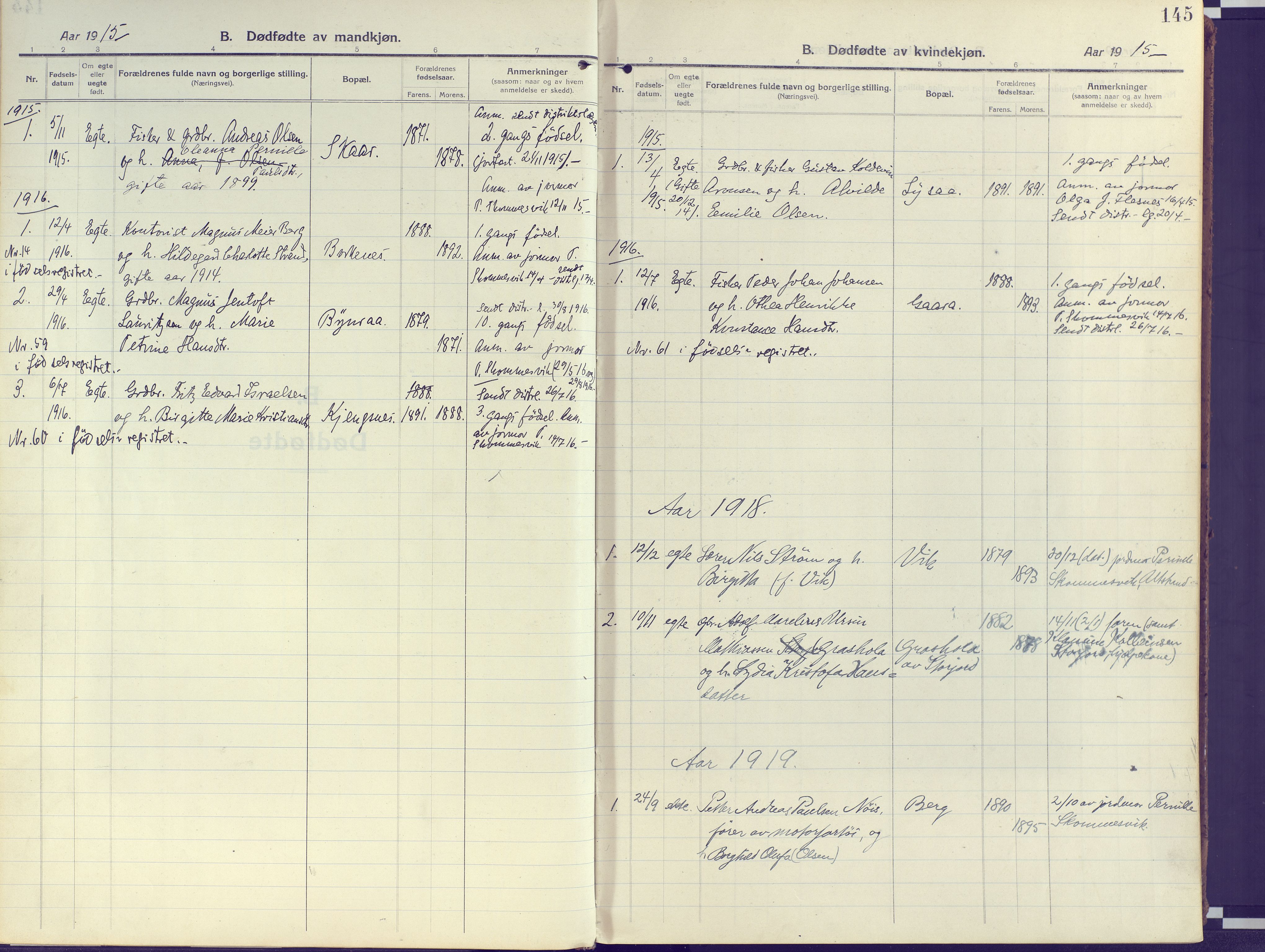 Kvæfjord sokneprestkontor, AV/SATØ-S-1323/G/Ga/Gaa/L0007kirke: Parish register (official) no. 7, 1915-1931, p. 145