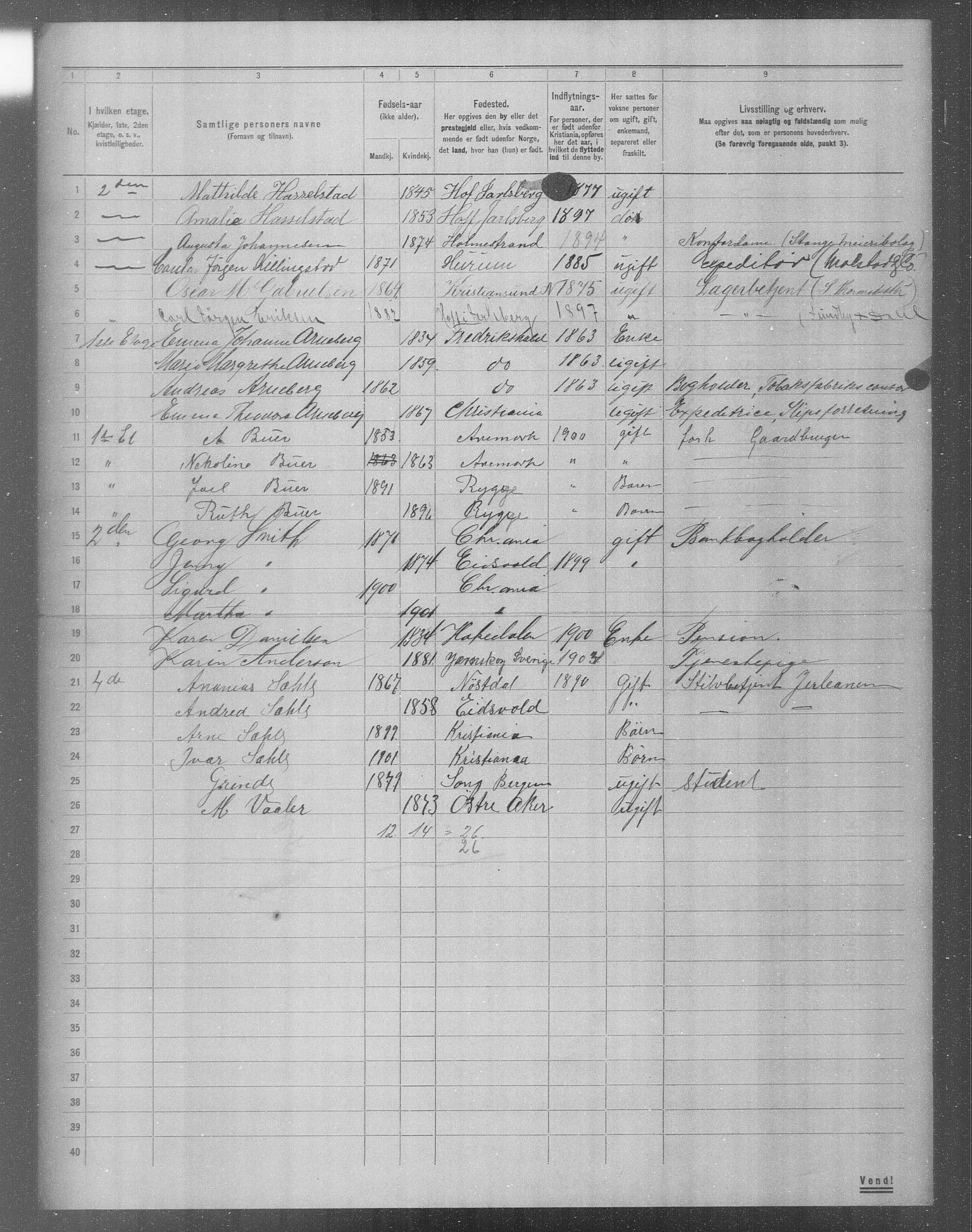 OBA, Municipal Census 1904 for Kristiania, 1904, p. 6835