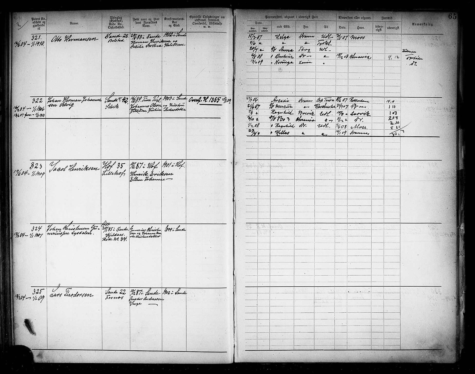 Holmestrand innrulleringskontor, SAKO/A-1151/F/Fb/L0004: Annotasjonsrulle, 1894-1911, p. 68