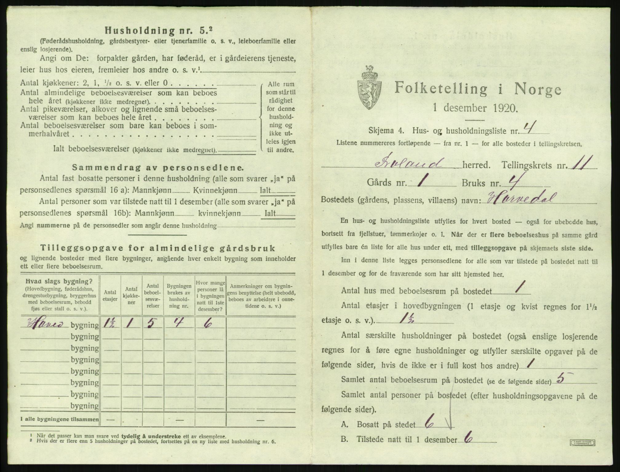 SAK, 1920 census for Froland, 1920, p. 907