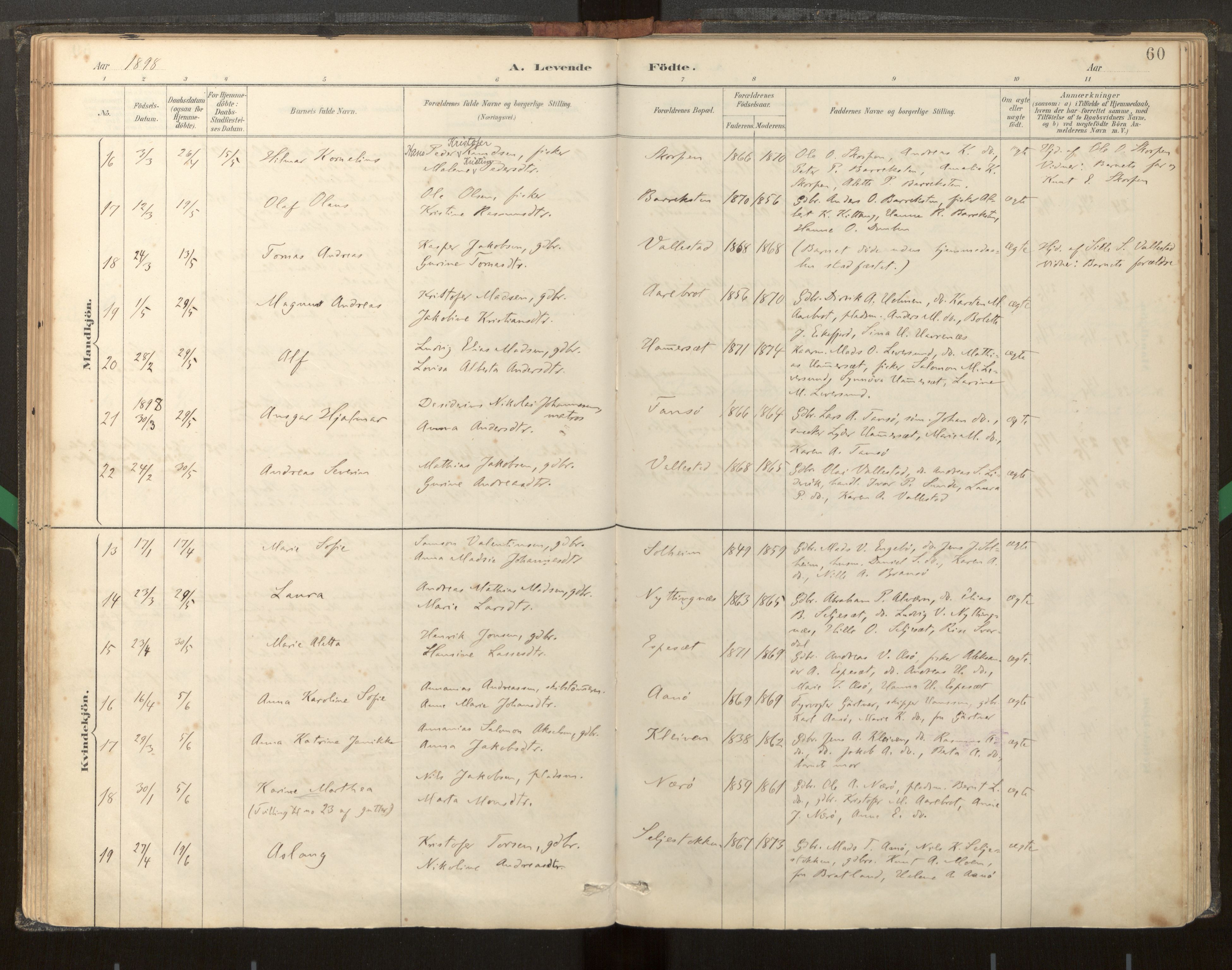 Kinn sokneprestembete, SAB/A-80801/H/Haa/Haab/L0001: Parish register (official) no. B 1, 1886-1921, p. 60