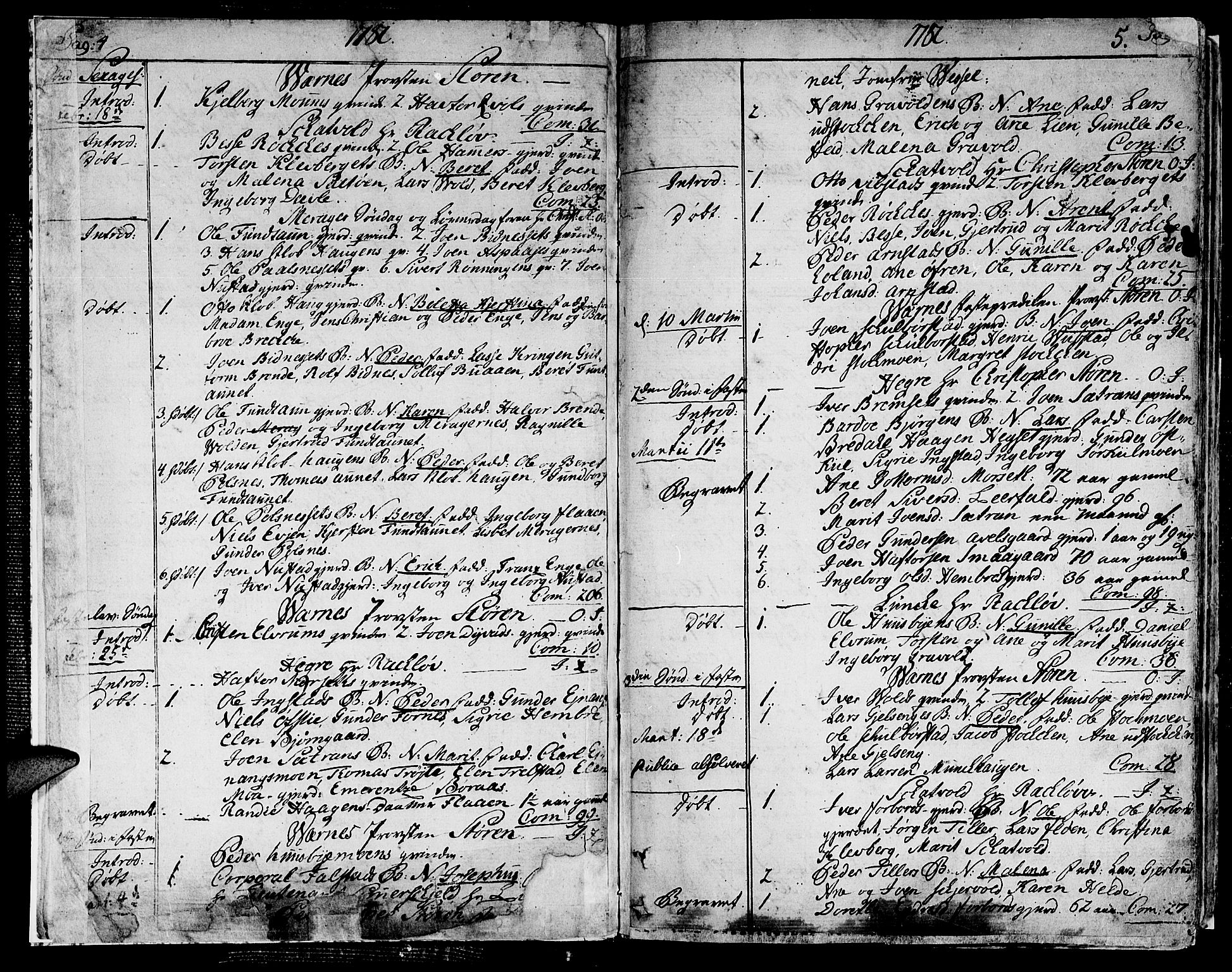 Ministerialprotokoller, klokkerbøker og fødselsregistre - Nord-Trøndelag, AV/SAT-A-1458/709/L0059: Parish register (official) no. 709A06, 1781-1797, p. 4-5