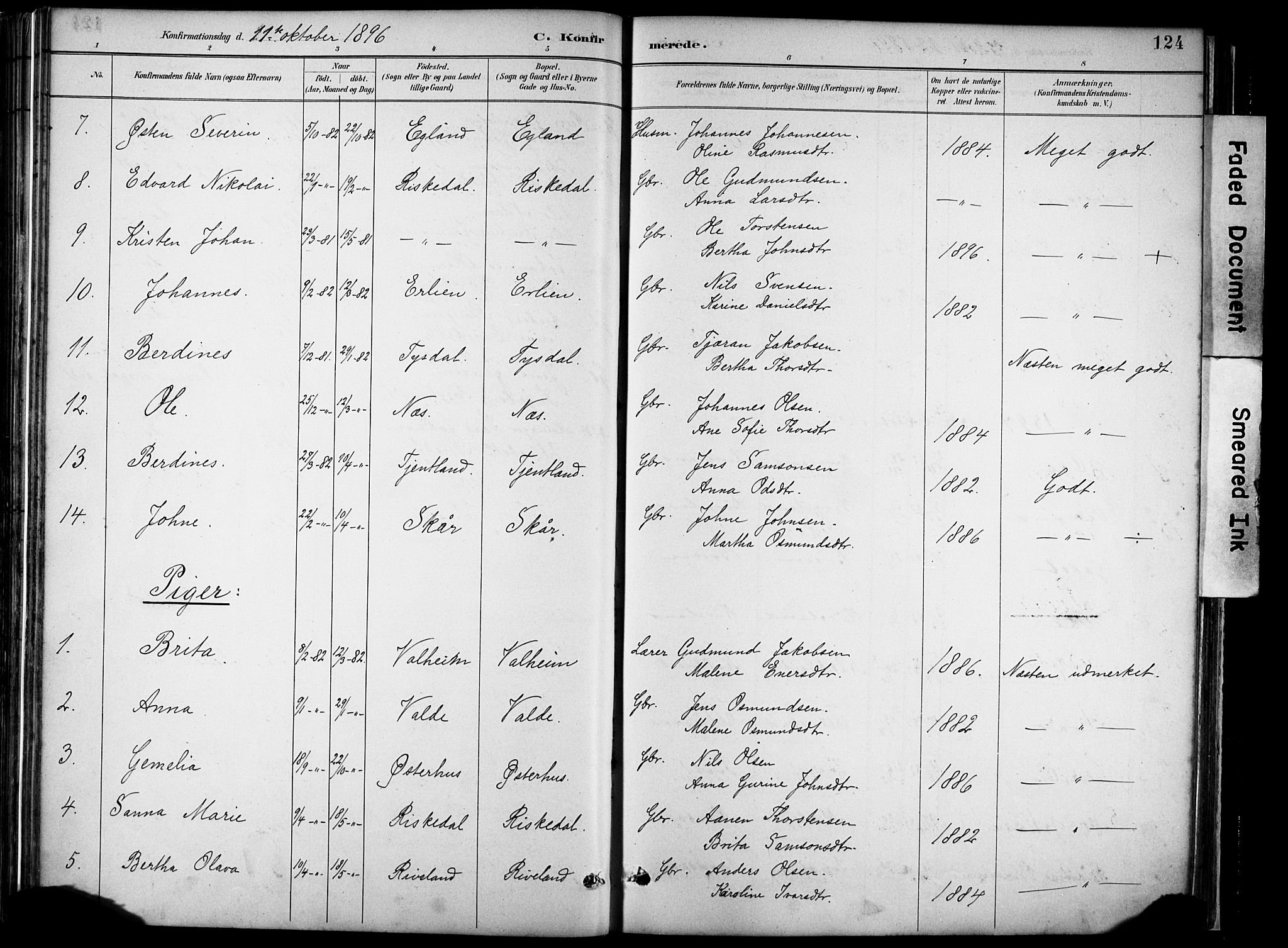 Hjelmeland sokneprestkontor, AV/SAST-A-101843/02/A/L0001: Parish register (official) no. A 16, 1887-1926, p. 124