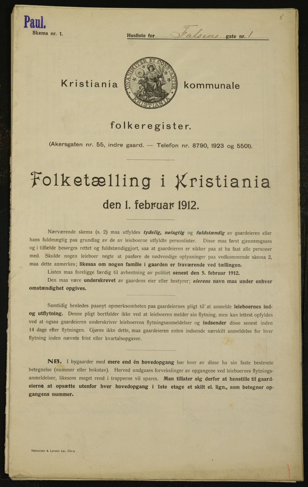 OBA, Municipal Census 1912 for Kristiania, 1912, p. 23218