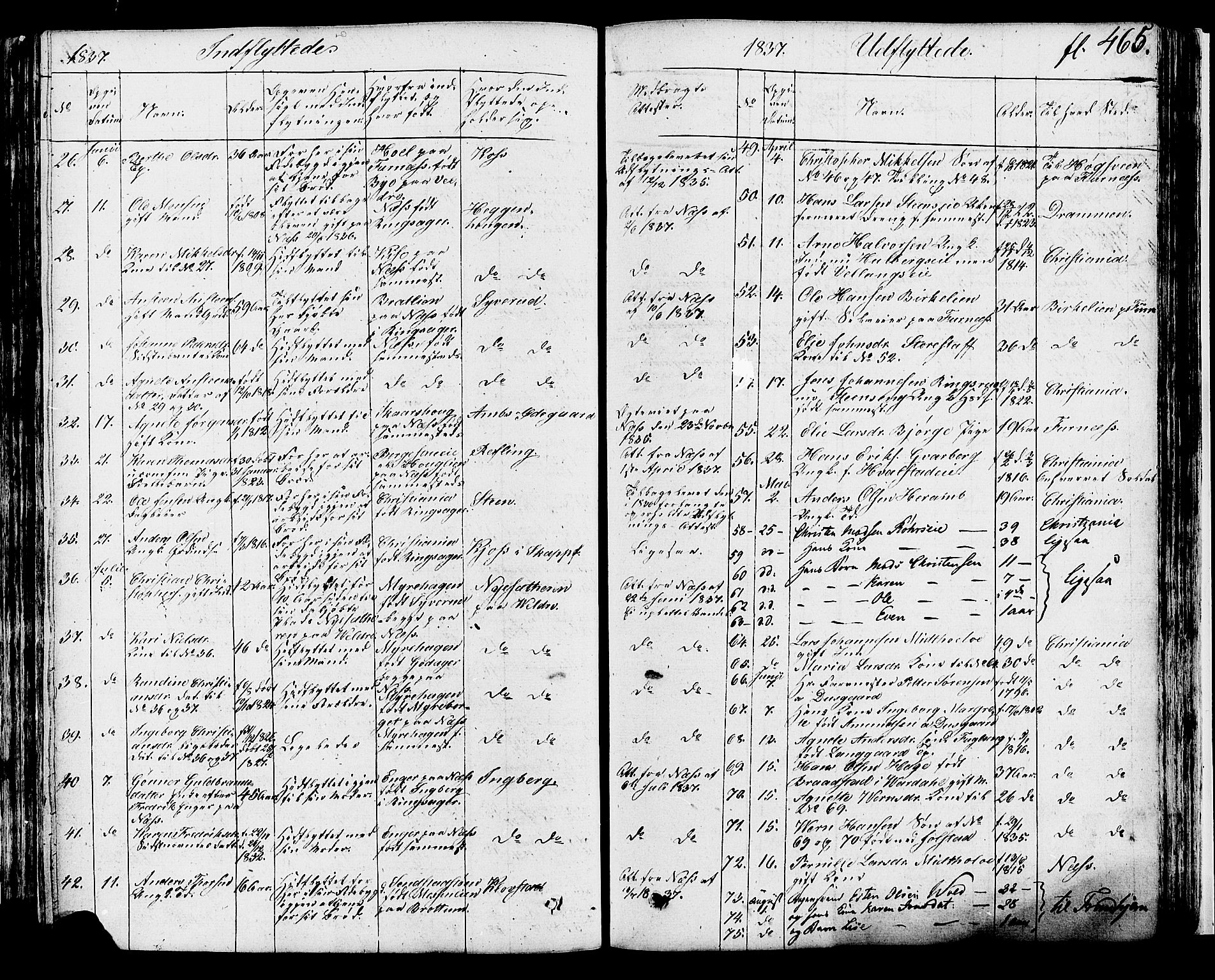 Ringsaker prestekontor, AV/SAH-PREST-014/K/Ka/L0007: Parish register (official) no. 7B, 1826-1837, p. 465