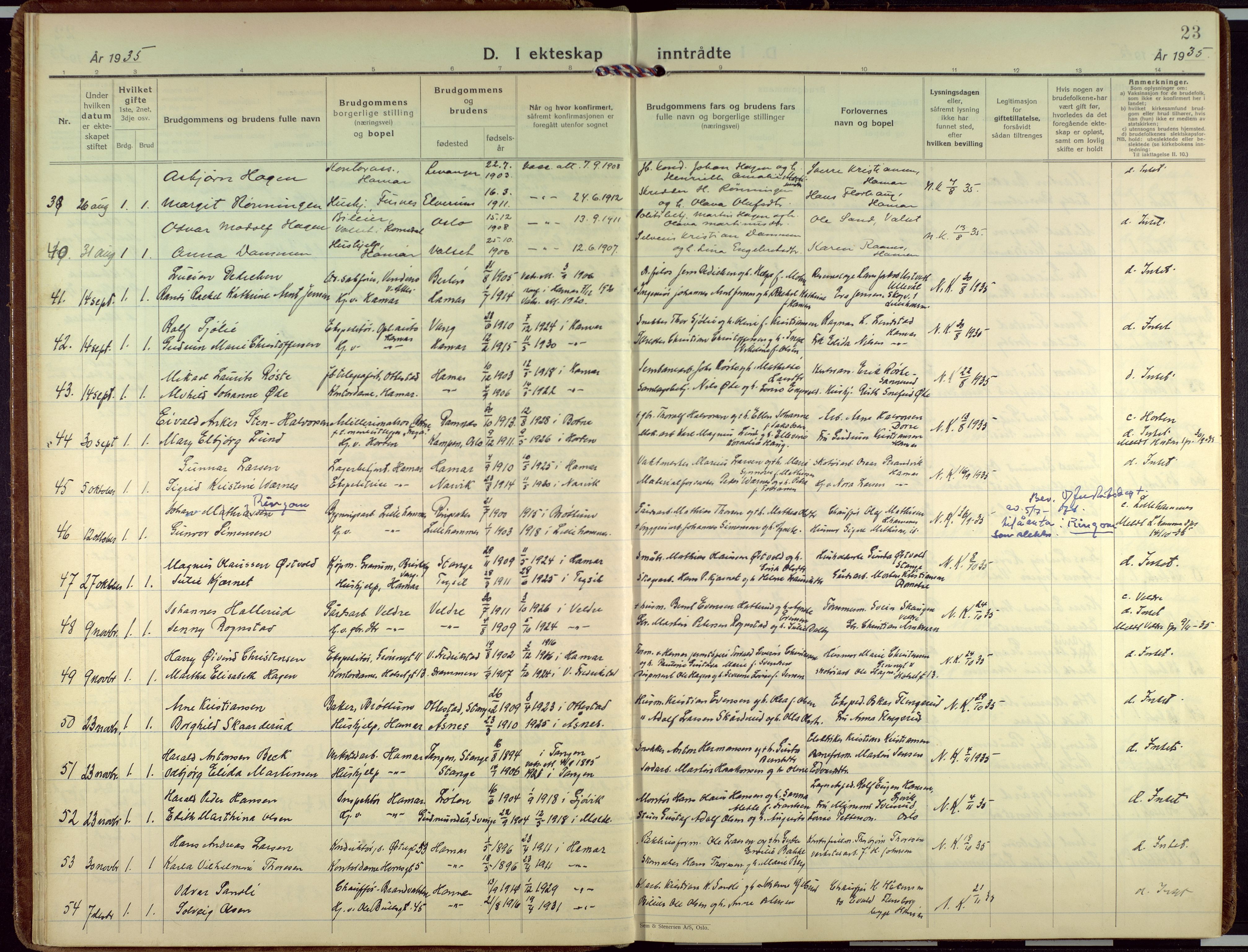 Hamar prestekontor, AV/SAH-DOMPH-002/H/Ha/Haa/L0006: Parish register (official) no. 6, 1931-1953, p. 23