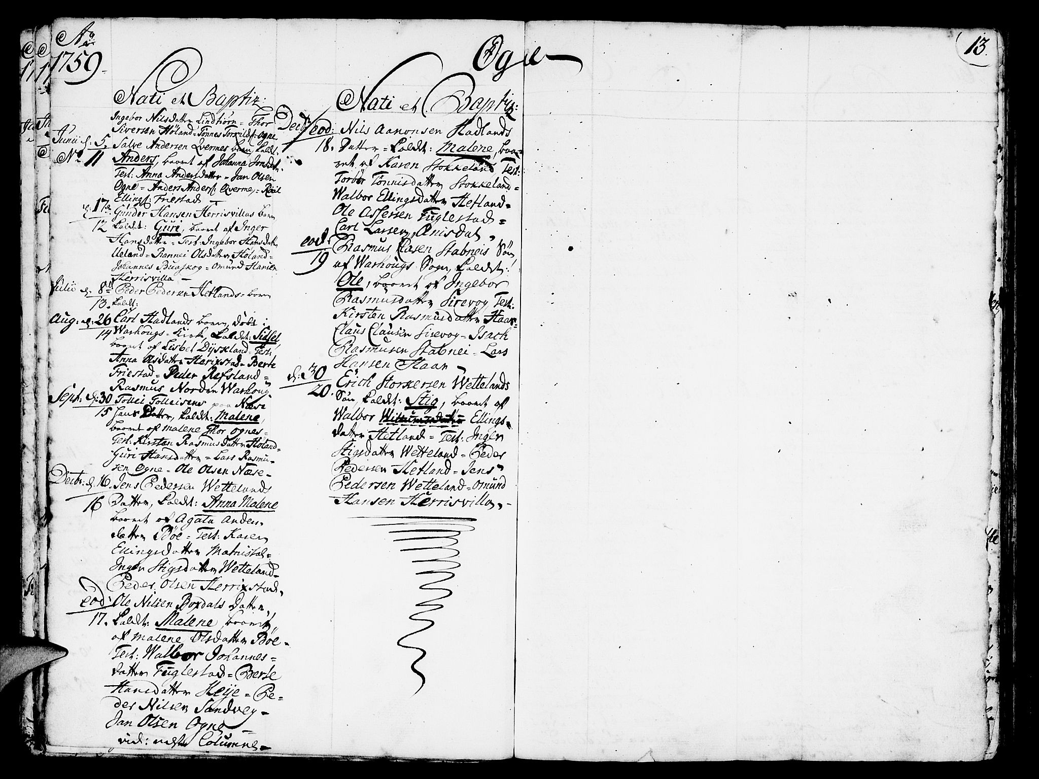 Eigersund sokneprestkontor, AV/SAST-A-101807/S08/L0003: Parish register (official) no. A 3, 1758-1775, p. 13