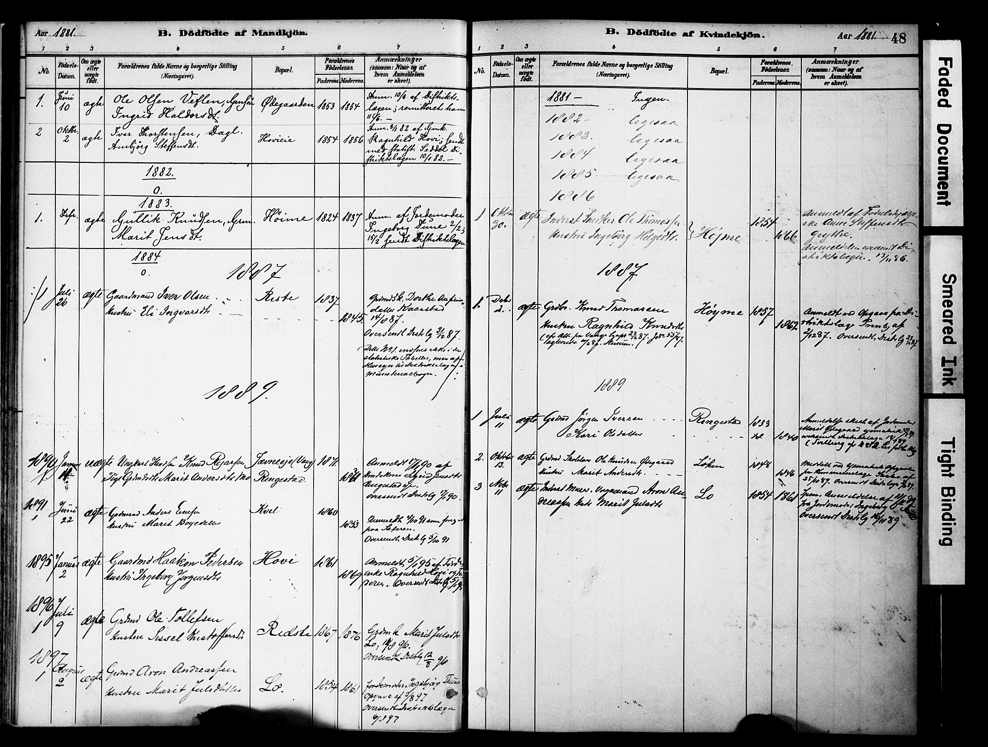 Vestre Slidre prestekontor, SAH/PREST-136/H/Ha/Haa/L0005: Parish register (official) no. 5, 1881-1912, p. 48