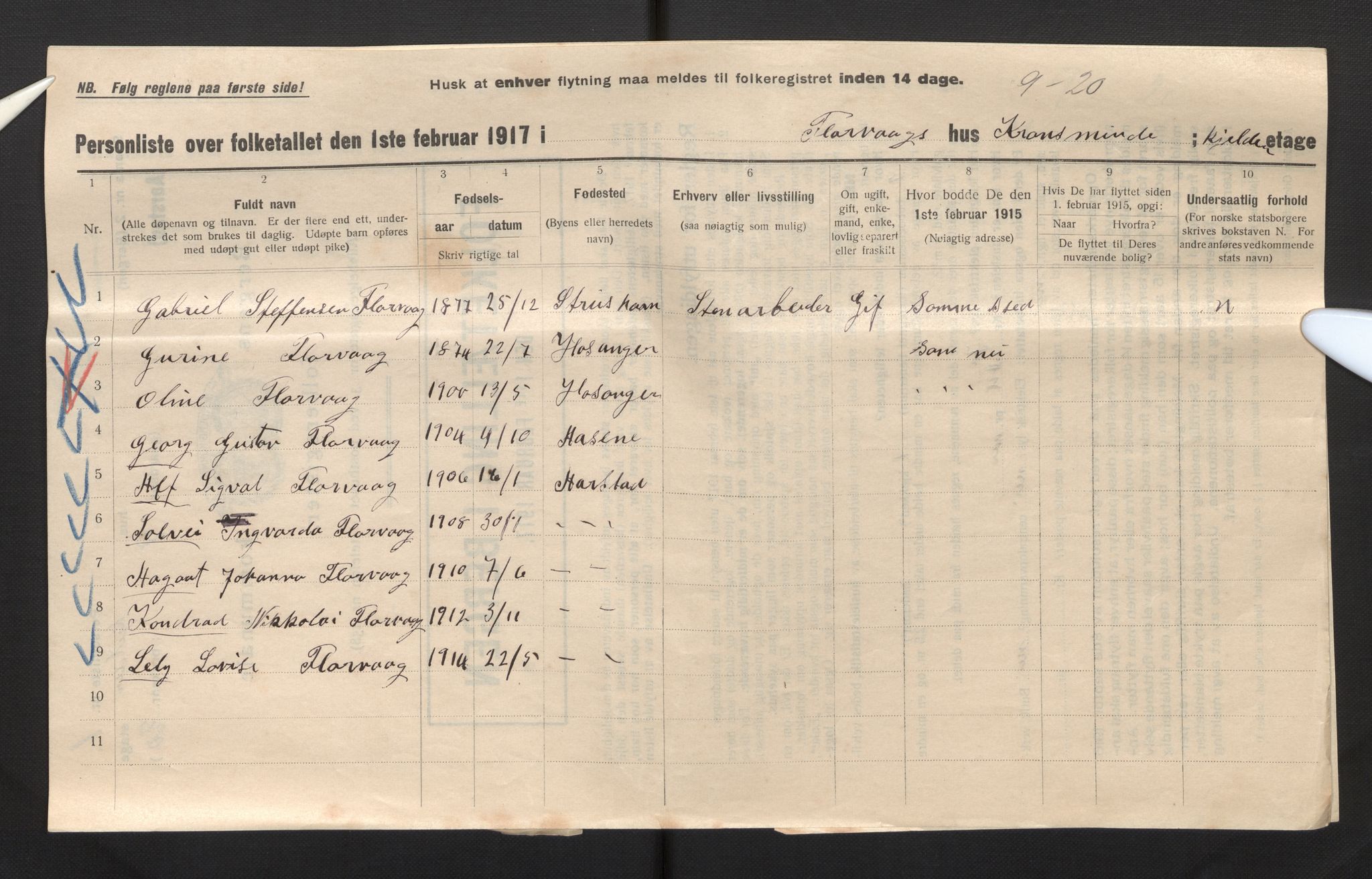 SAB, Municipal Census 1917 for Bergen, 1917, p. 50336