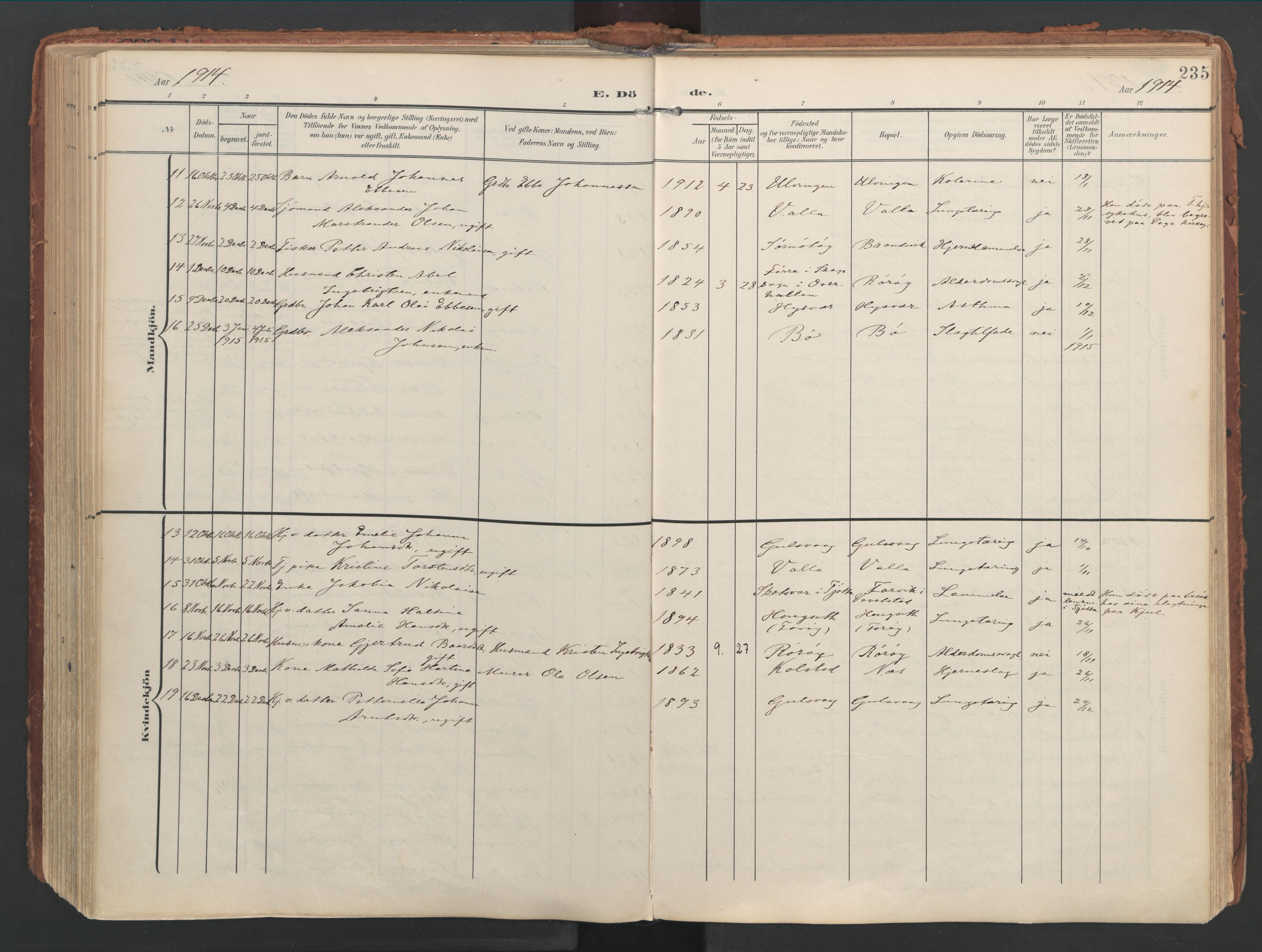 Ministerialprotokoller, klokkerbøker og fødselsregistre - Nordland, AV/SAT-A-1459/816/L0250: Parish register (official) no. 816A16, 1903-1923, p. 235