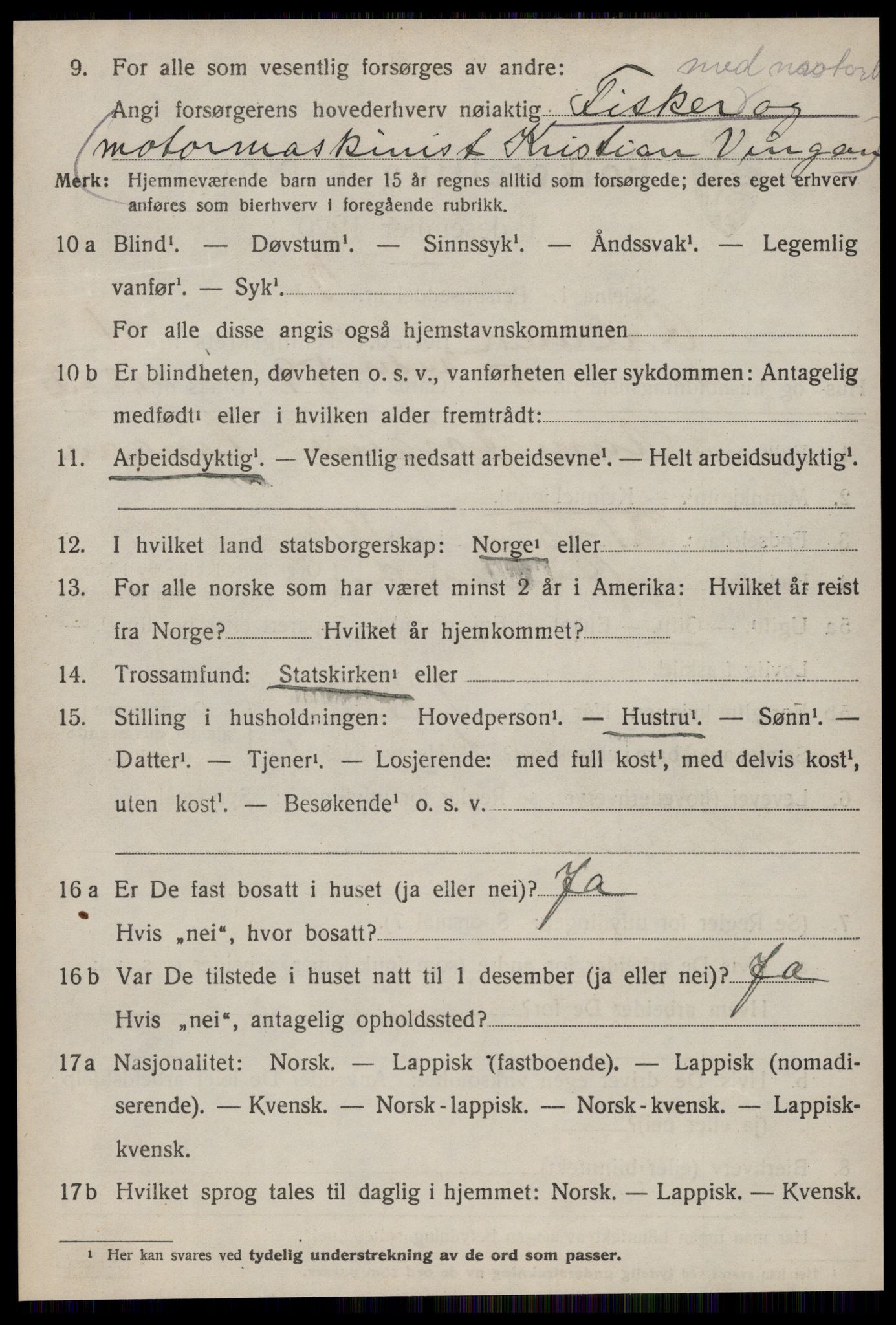 SAT, 1920 census for Ørland, 1920, p. 1406