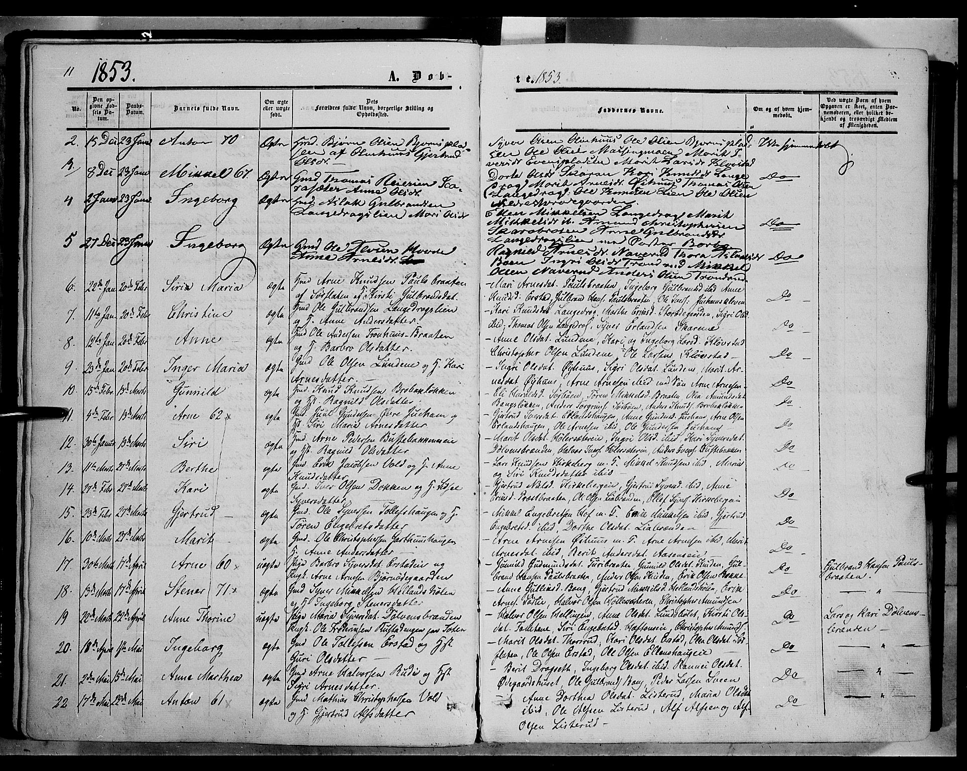 Sør-Aurdal prestekontor, SAH/PREST-128/H/Ha/Haa/L0005: Parish register (official) no. 5, 1849-1876, p. 11