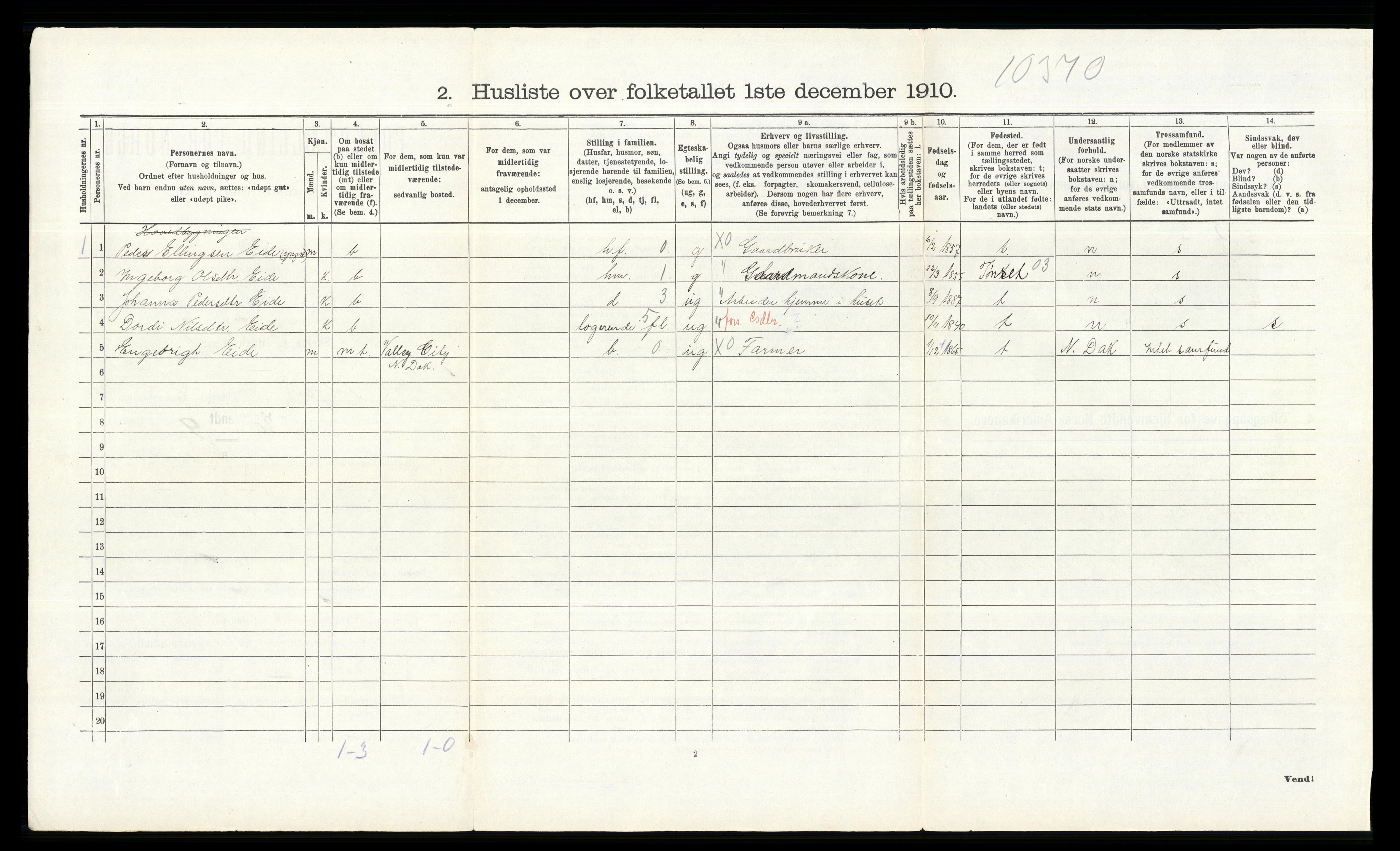 RA, 1910 census for Tolga, 1910, p. 277