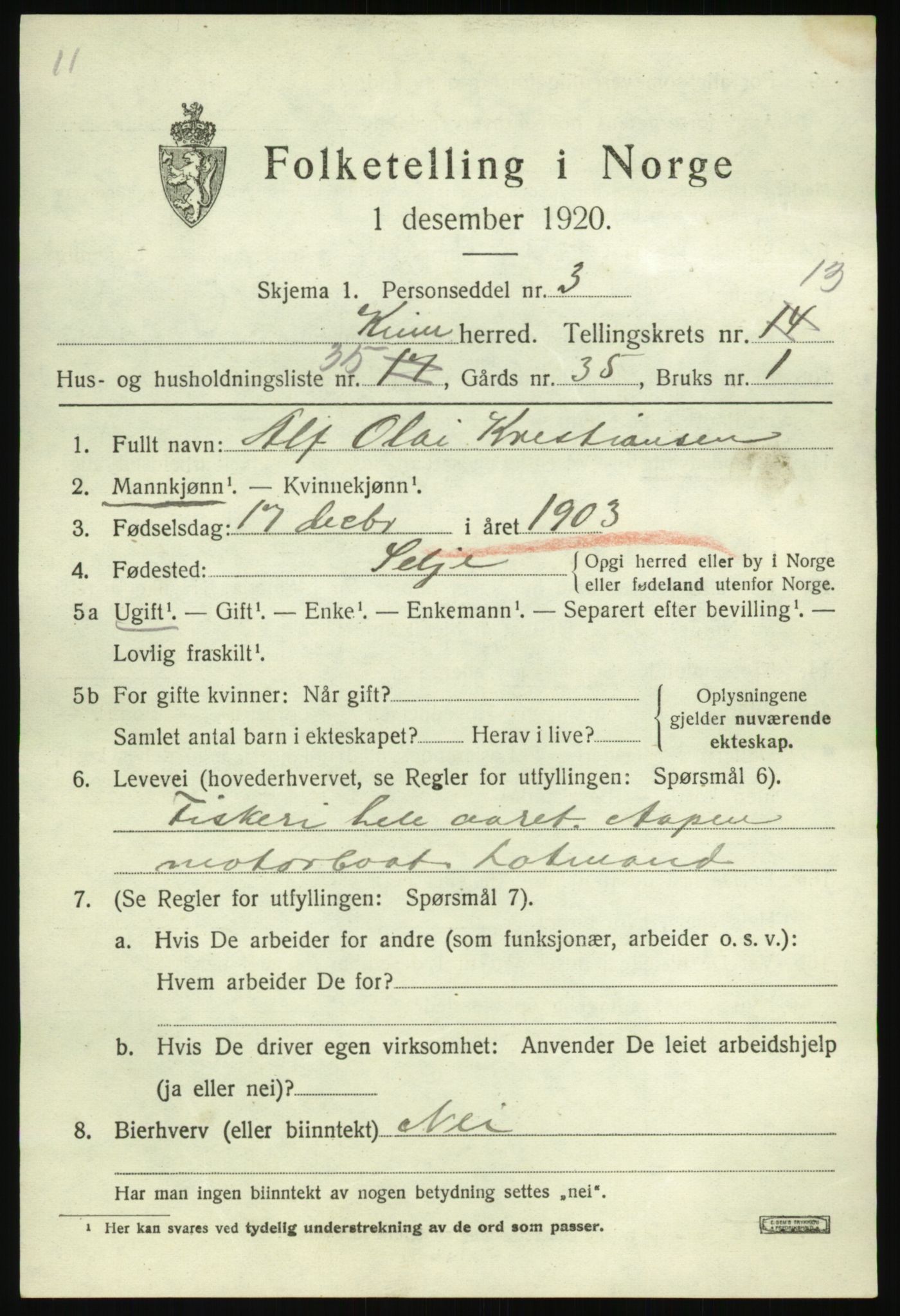 SAB, 1920 census for Kinn, 1920, p. 5101