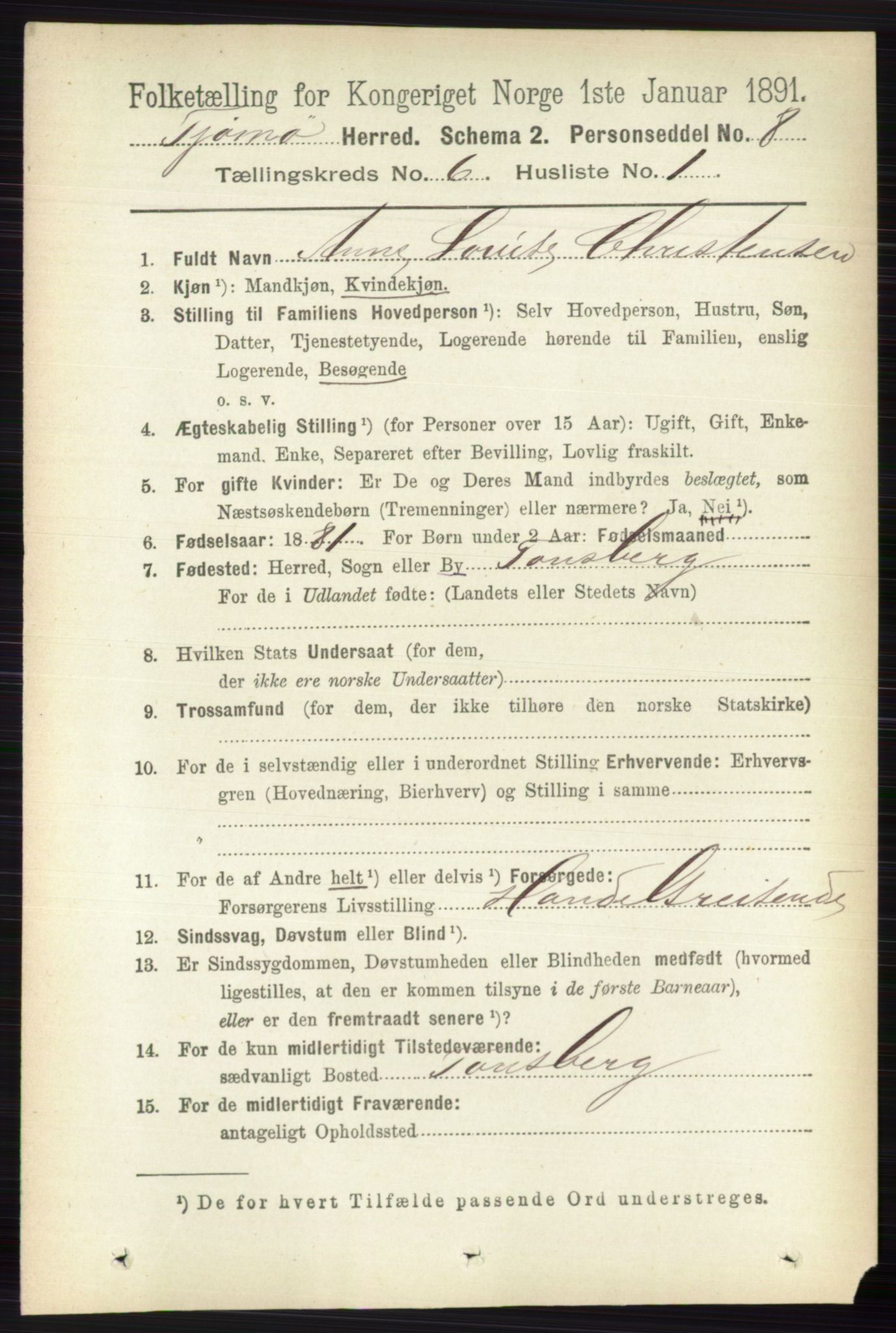 RA, 1891 census for 0723 Tjøme, 1891, p. 2117