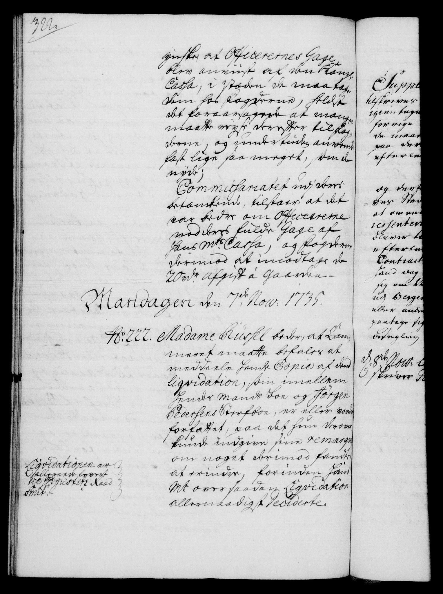 Rentekammeret, Kammerkanselliet, RA/EA-3111/G/Gh/Gha/L0017: Norsk ekstraktmemorialprotokoll (merket RK 53.62), 1735, p. 322