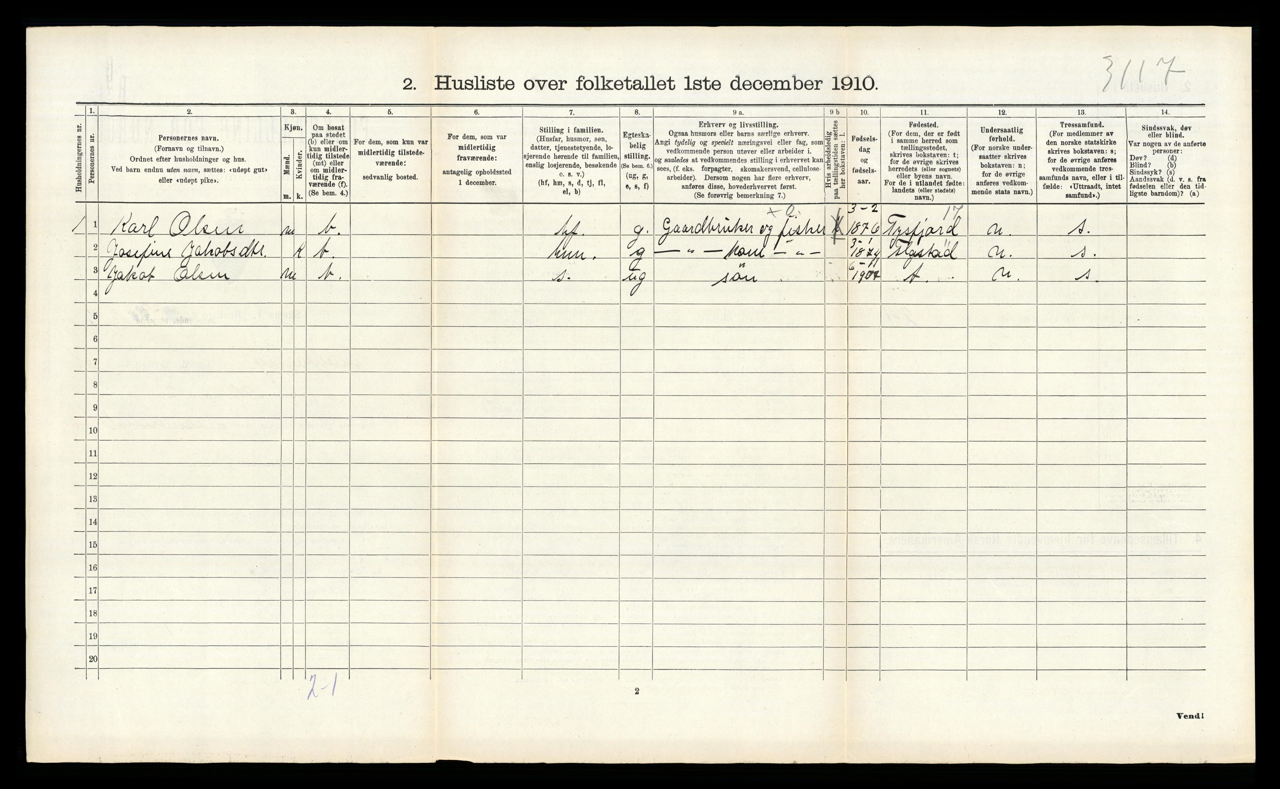 RA, 1910 census for Hamarøy, 1910, p. 897