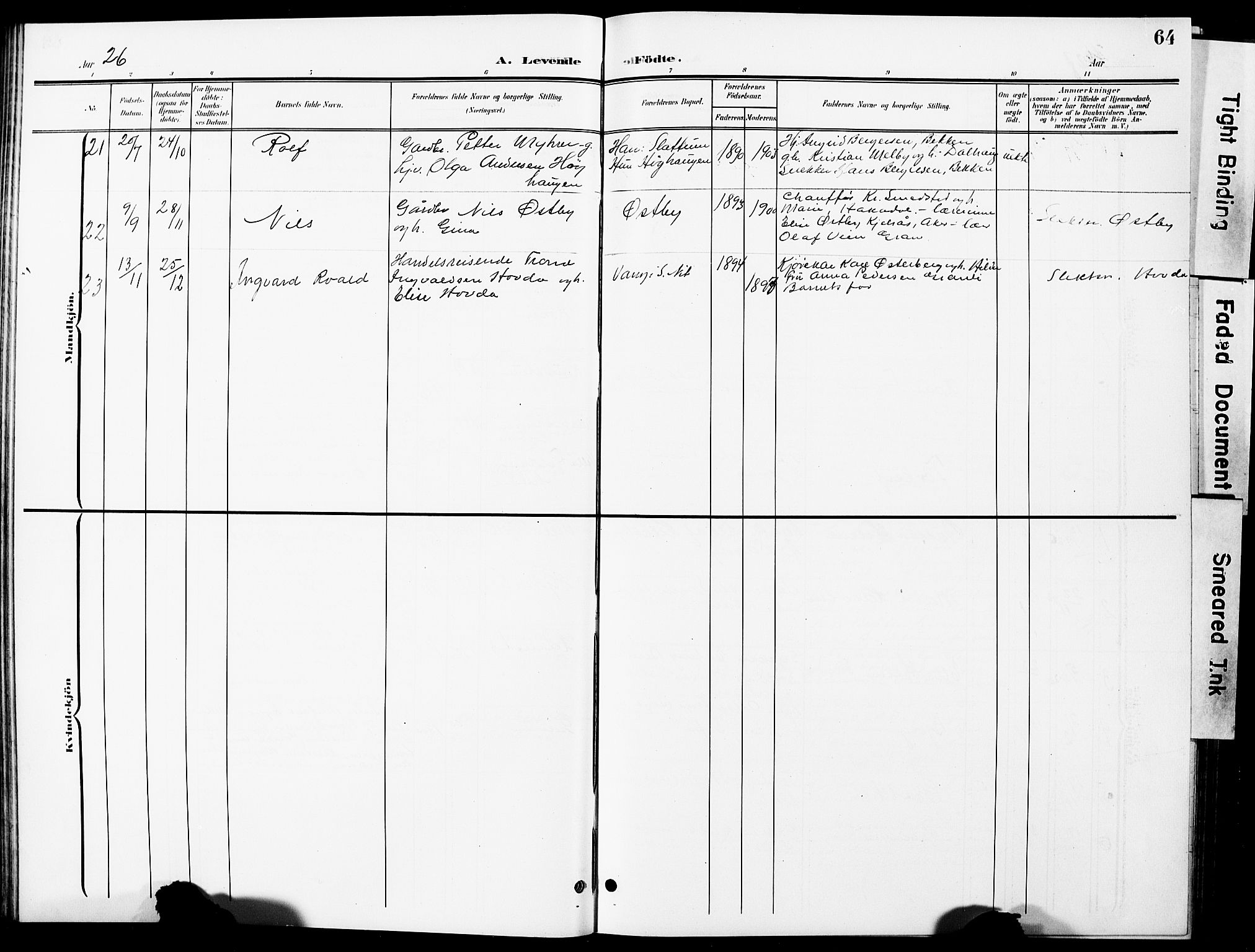 Nittedal prestekontor Kirkebøker, SAO/A-10365a/G/Ga/L0003: Parish register (copy) no. I 3, 1902-1929, p. 64