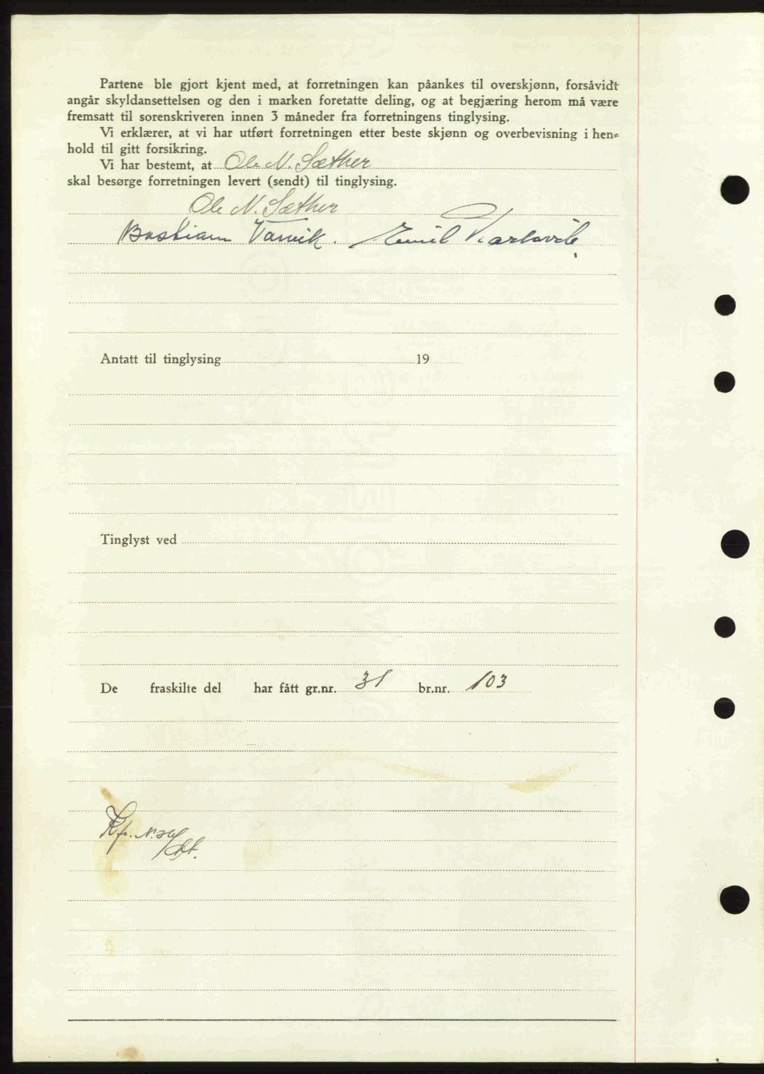 Nordmøre sorenskriveri, AV/SAT-A-4132/1/2/2Ca: Mortgage book no. A103, 1946-1947, Diary no: : 2704/1946