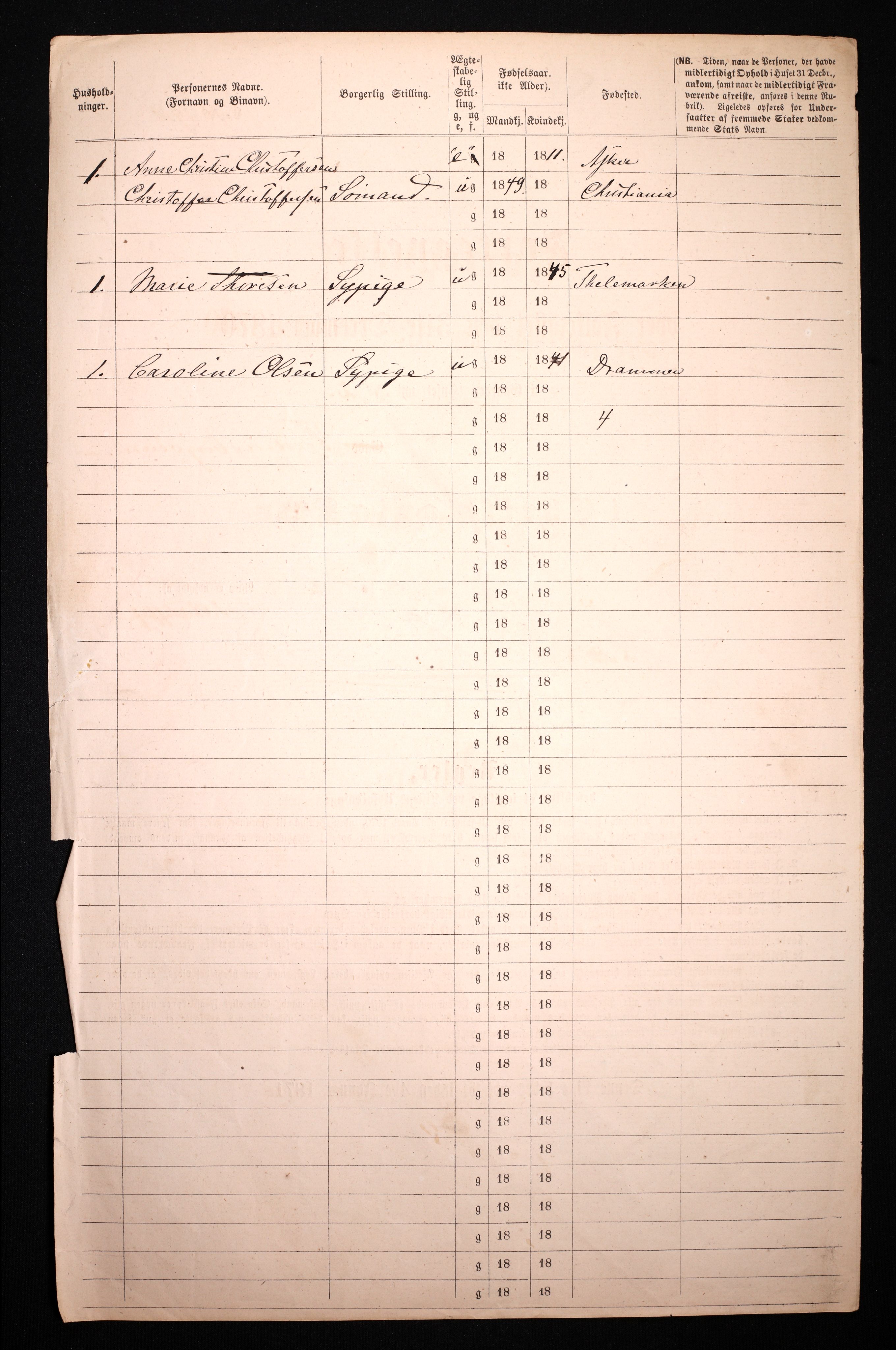 RA, 1870 census for 0301 Kristiania, 1870, p. 970