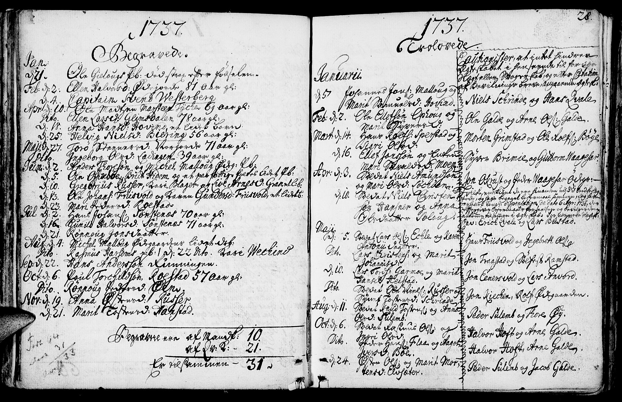 Lom prestekontor, SAH/PREST-070/K/L0001: Parish register (official) no. 1, 1733-1748, p. 28