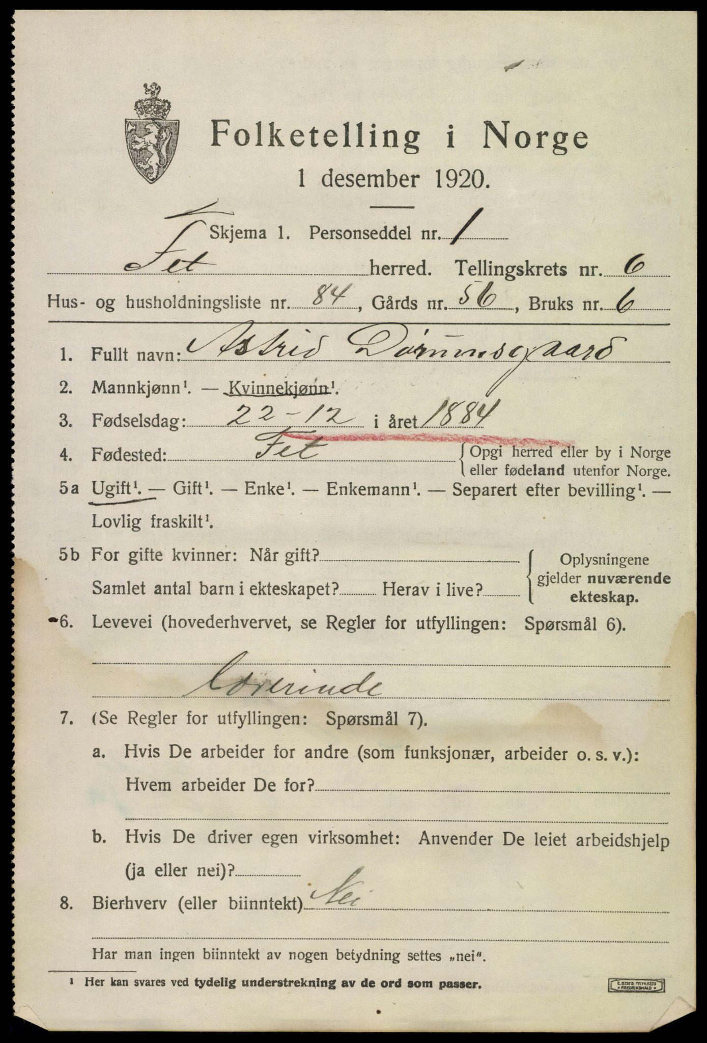 SAO, 1920 census for Fet, 1920, p. 7974