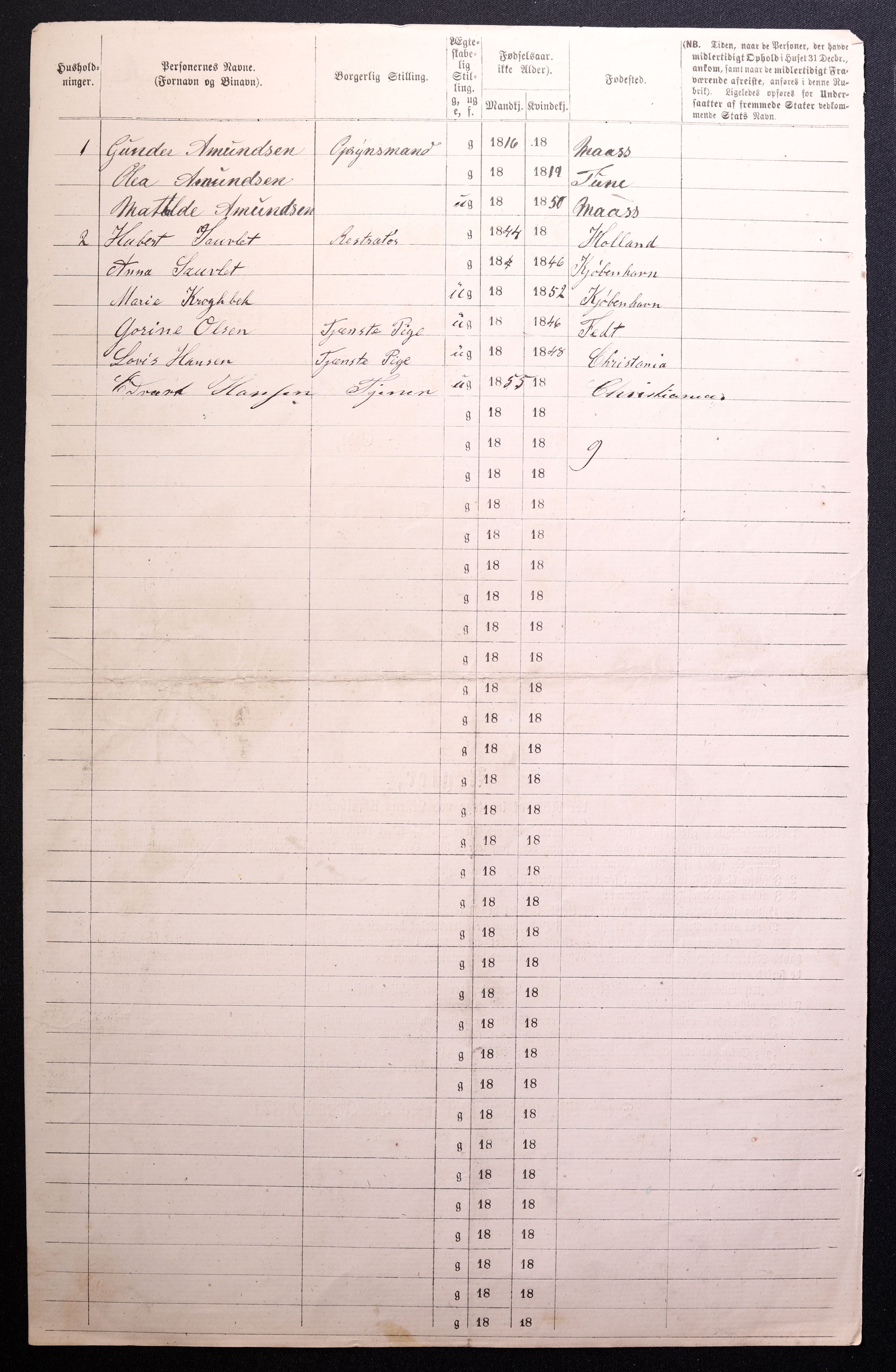 RA, 1870 census for 0301 Kristiania, 1870, p. 2374