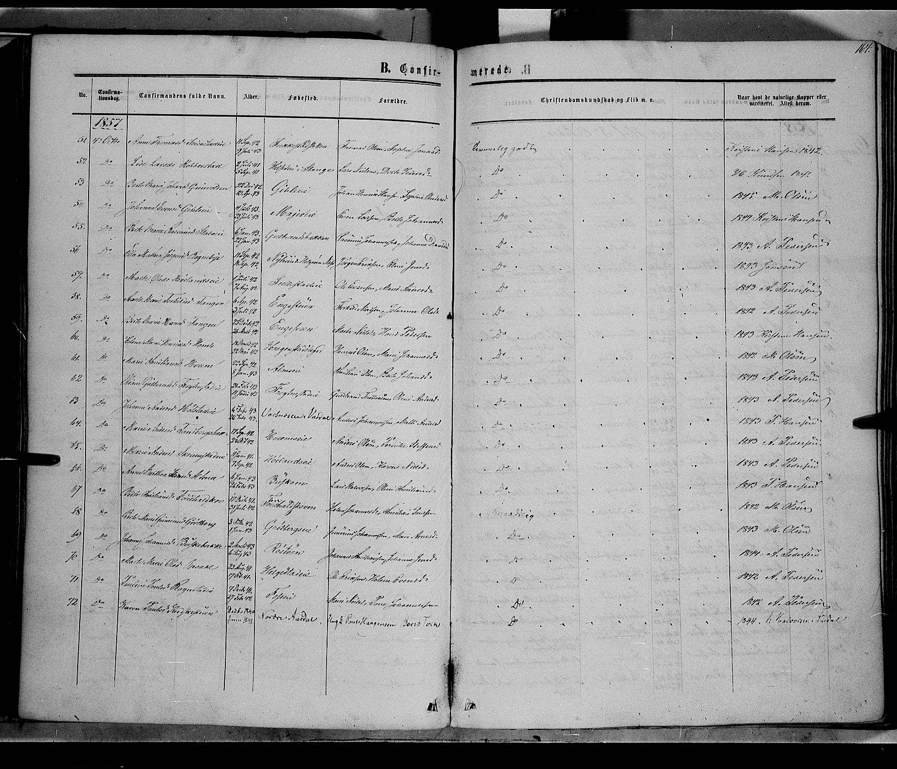 Østre Toten prestekontor, SAH/PREST-104/H/Ha/Haa/L0004: Parish register (official) no. 4, 1857-1865, p. 164