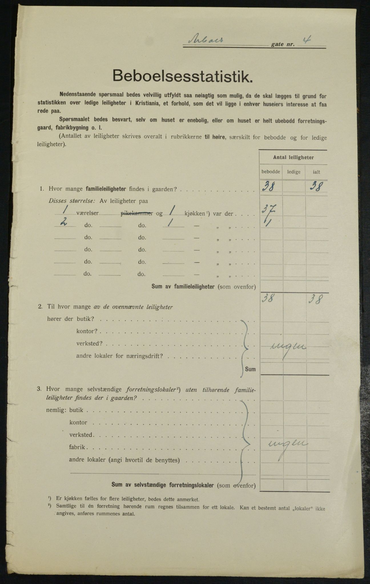 OBA, Municipal Census 1913 for Kristiania, 1913, p. 1876