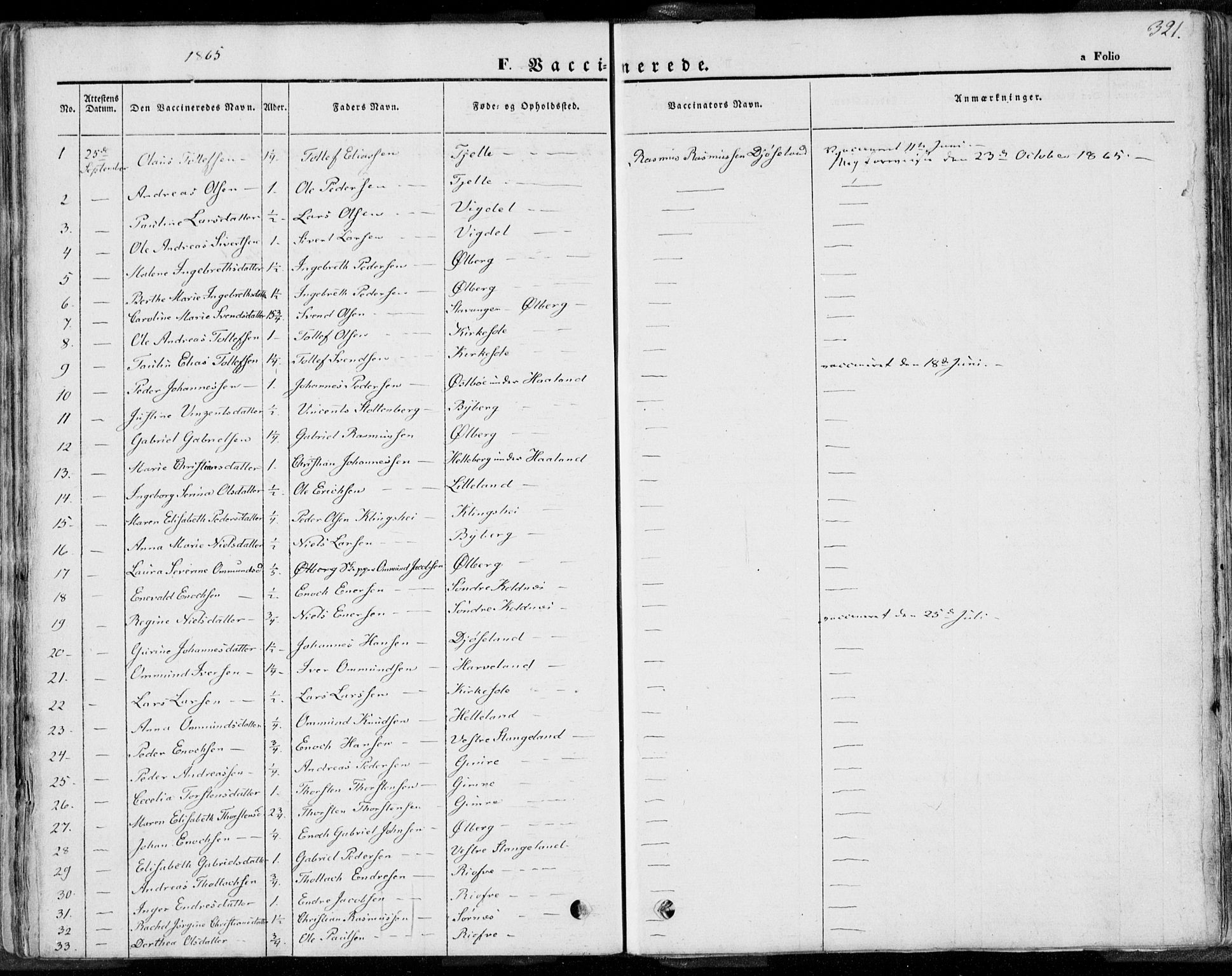 Håland sokneprestkontor, AV/SAST-A-101802/001/30BA/L0008: Parish register (official) no. A 7.2, 1854-1870, p. 321