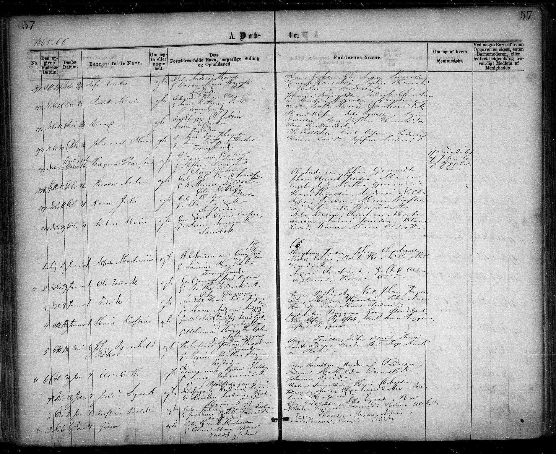 Glemmen prestekontor Kirkebøker, AV/SAO-A-10908/F/Fa/L0008: Parish register (official) no. 8, 1862-1871, p. 57