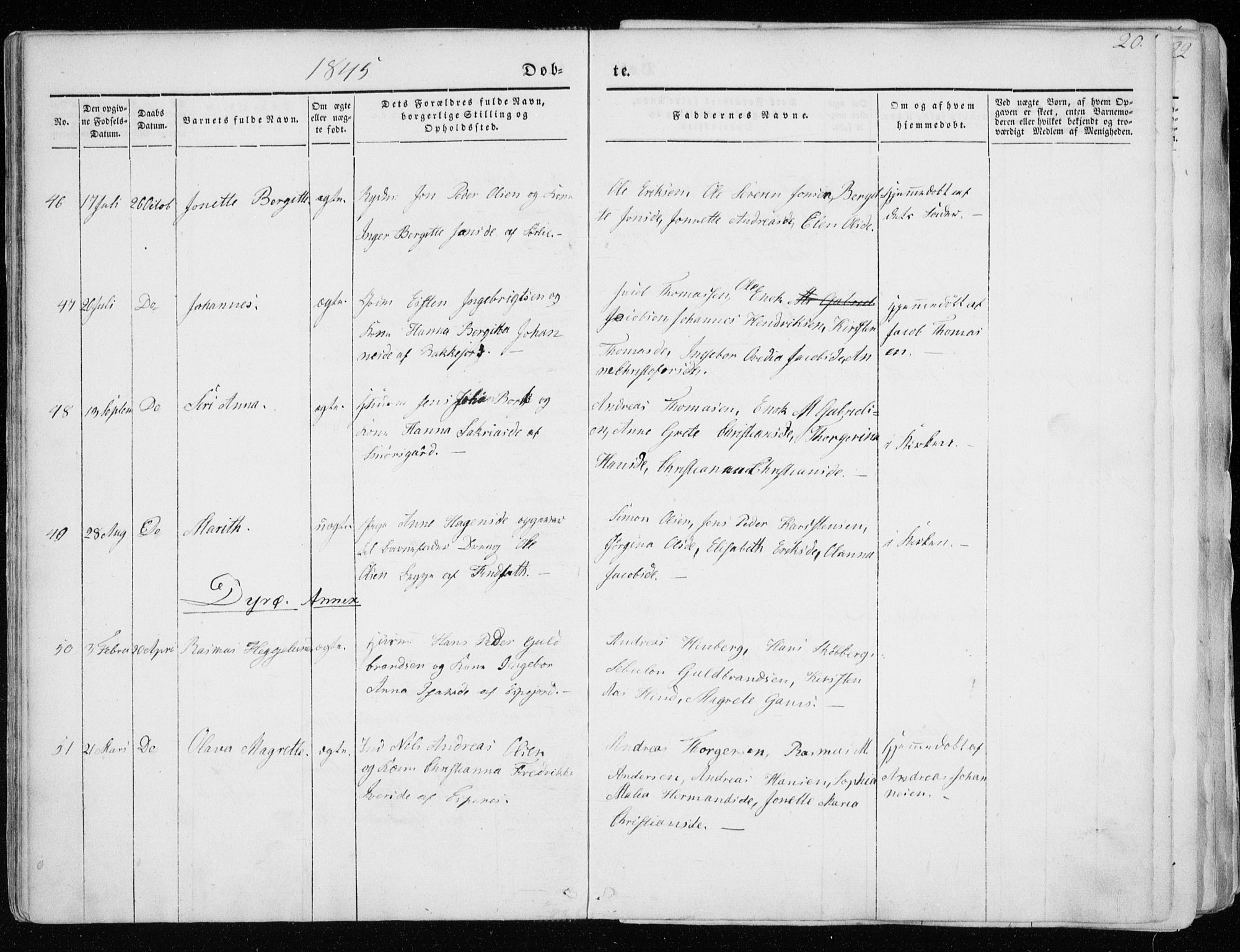 Tranøy sokneprestkontor, SATØ/S-1313/I/Ia/Iaa/L0006kirke: Parish register (official) no. 6, 1844-1855, p. 20