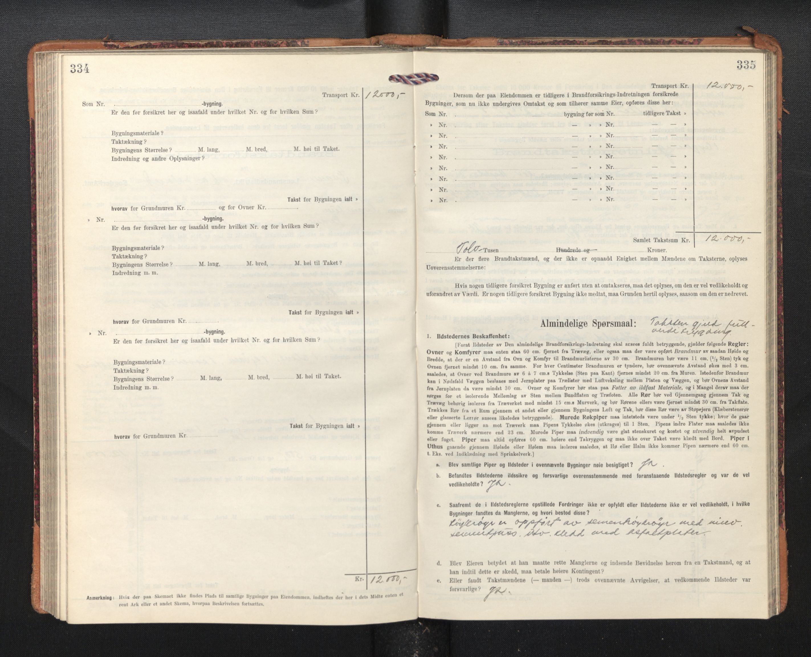 Lensmannen i Kvam, SAB/A-33201/0012/L0006: Branntakstprotokoll, skjematakst, 1913-1955, p. 334-335