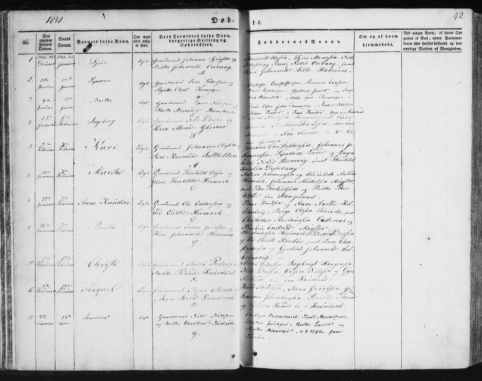 Sund sokneprestembete, SAB/A-99930: Parish register (official) no. A 13, 1835-1849, p. 42