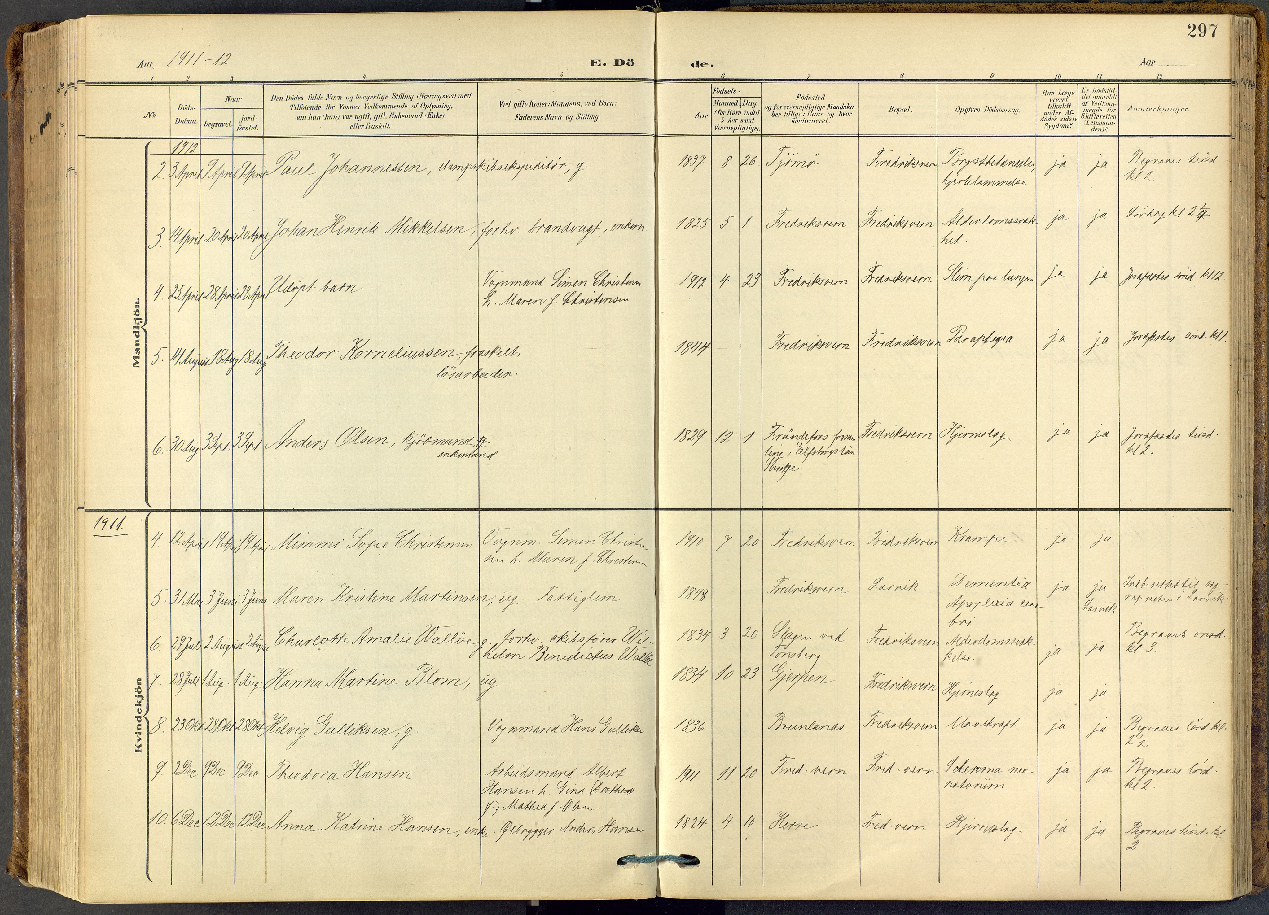 Stavern kirkebøker, SAKO/A-318/F/Fa/L0009: Parish register (official) no. 9, 1906-1955, p. 297