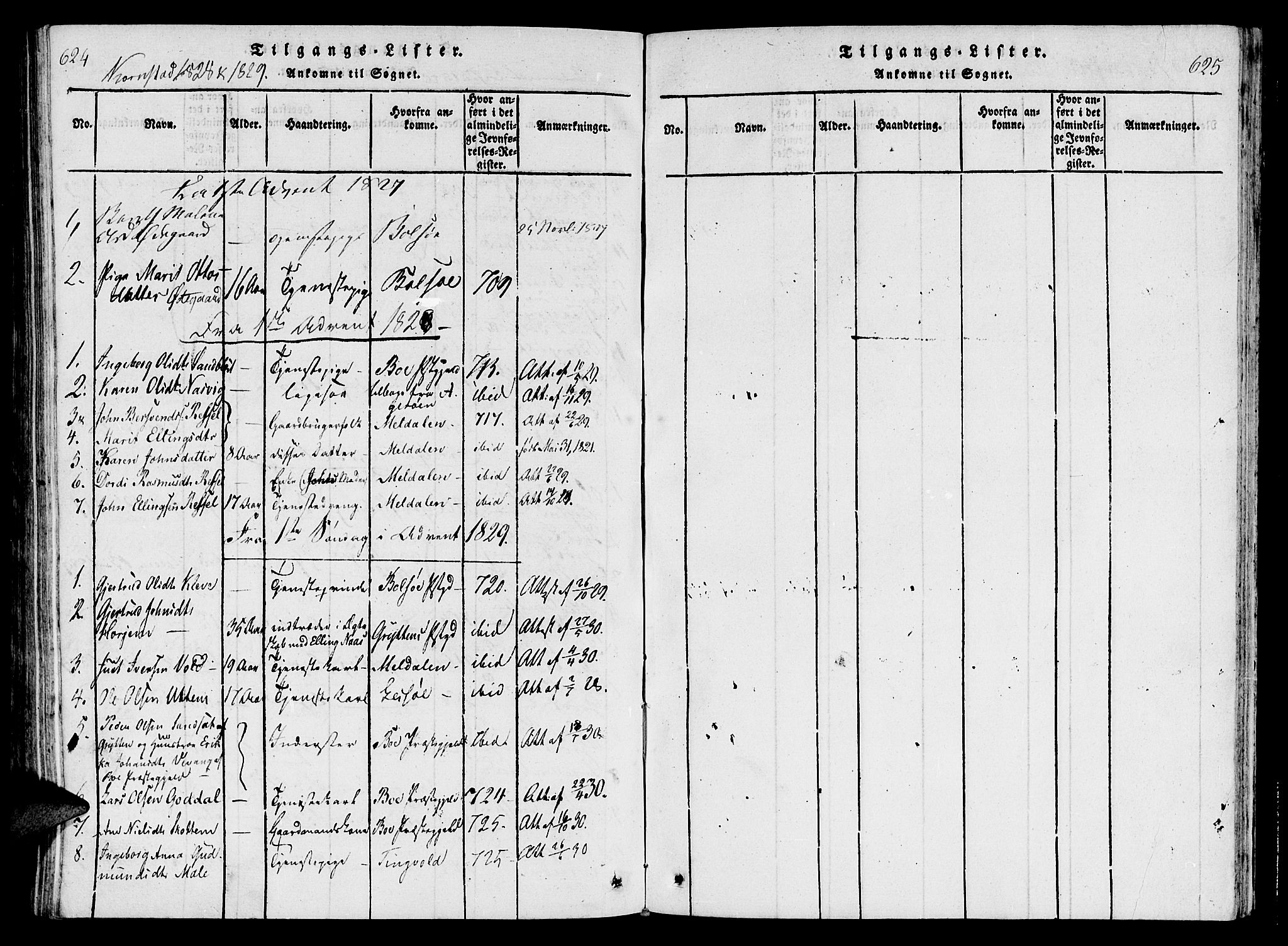Ministerialprotokoller, klokkerbøker og fødselsregistre - Møre og Romsdal, SAT/A-1454/568/L0800: Parish register (official) no. 568A09 /3, 1820-1830, p. 624-625