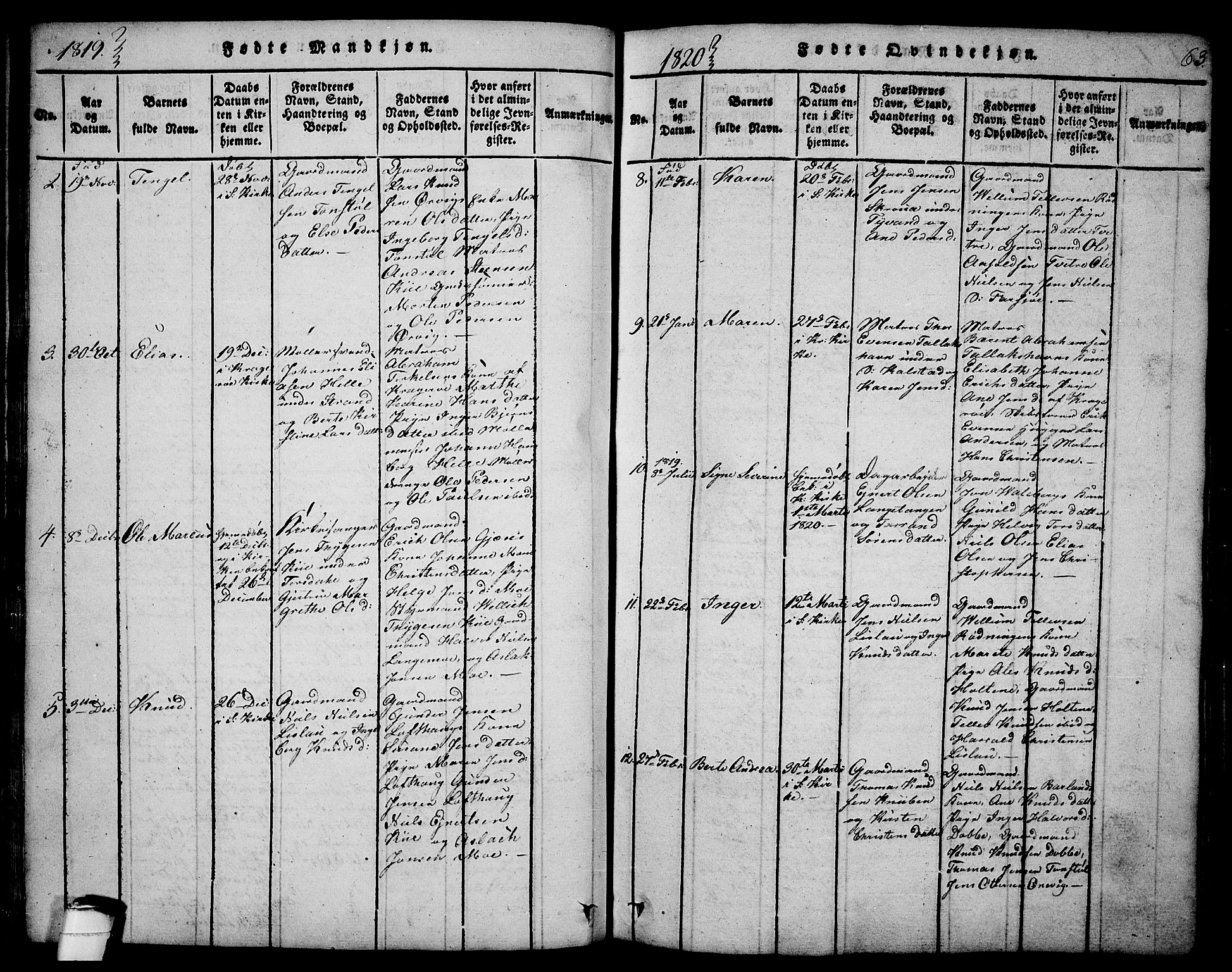 Sannidal kirkebøker, AV/SAKO-A-296/F/Fa/L0004: Parish register (official) no. 4, 1814-1829, p. 63