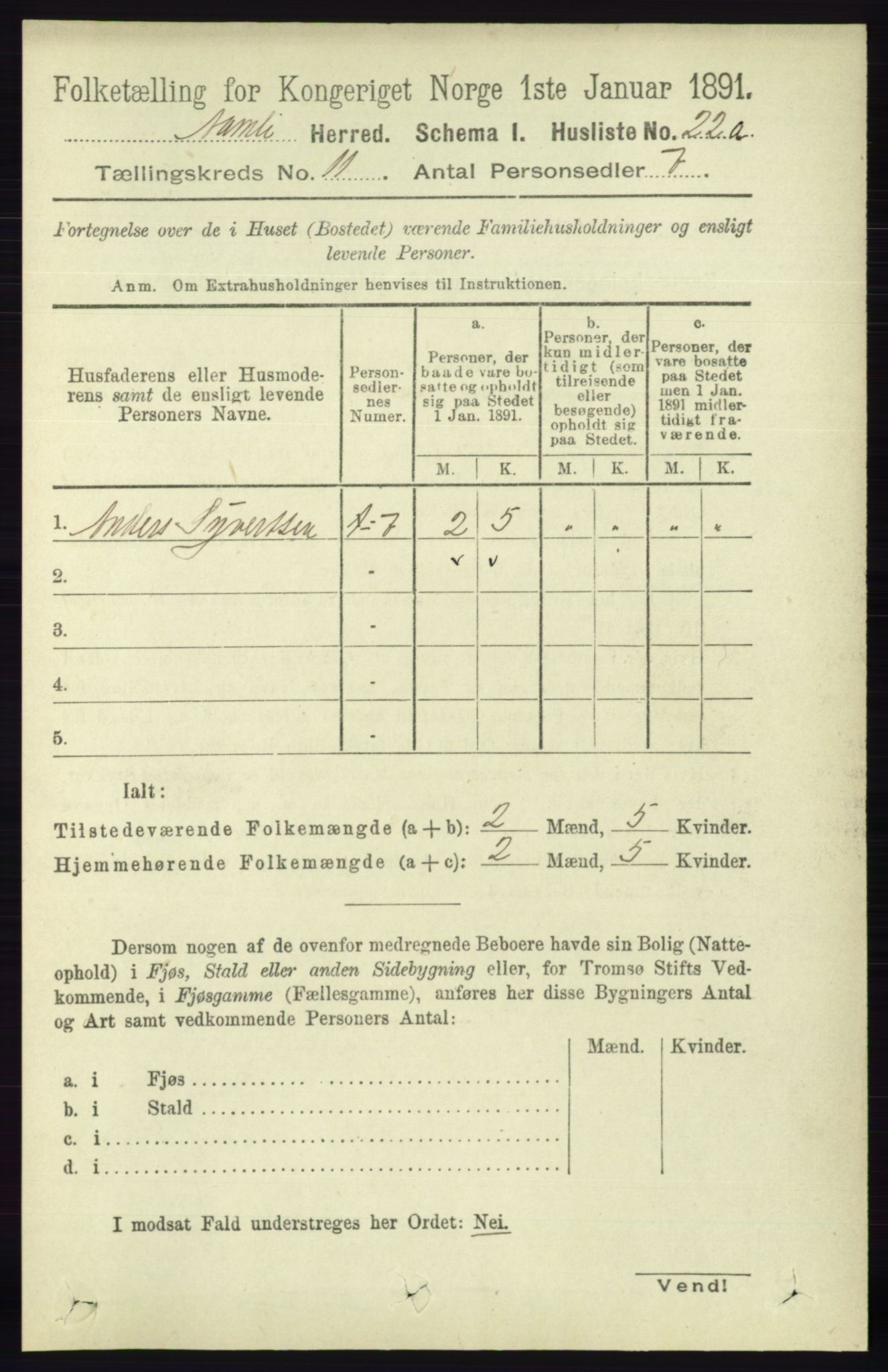 RA, 1891 census for 0929 Åmli, 1891, p. 1844