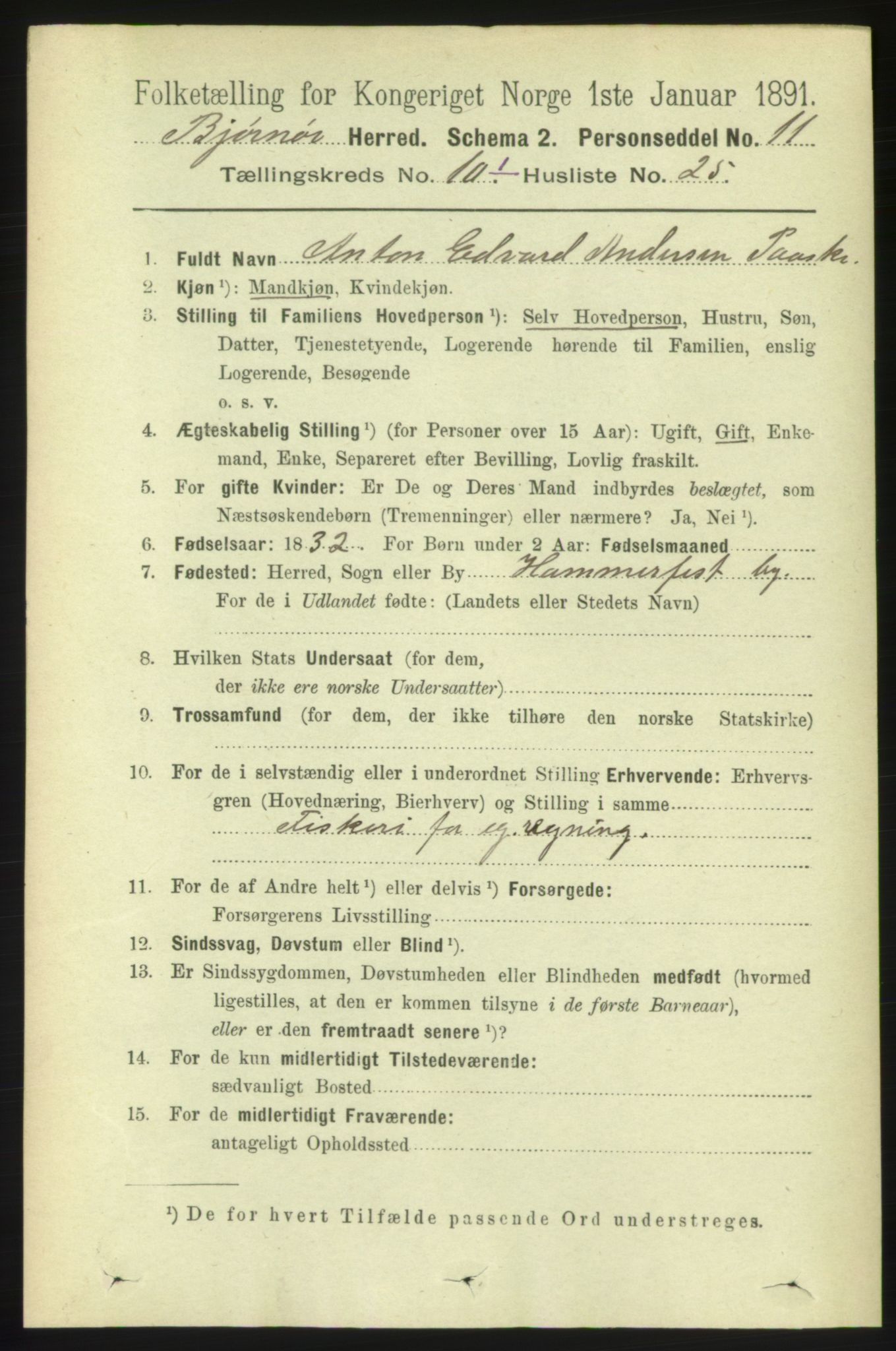 RA, 1891 census for 1632 Bjørnør, 1891, p. 4316