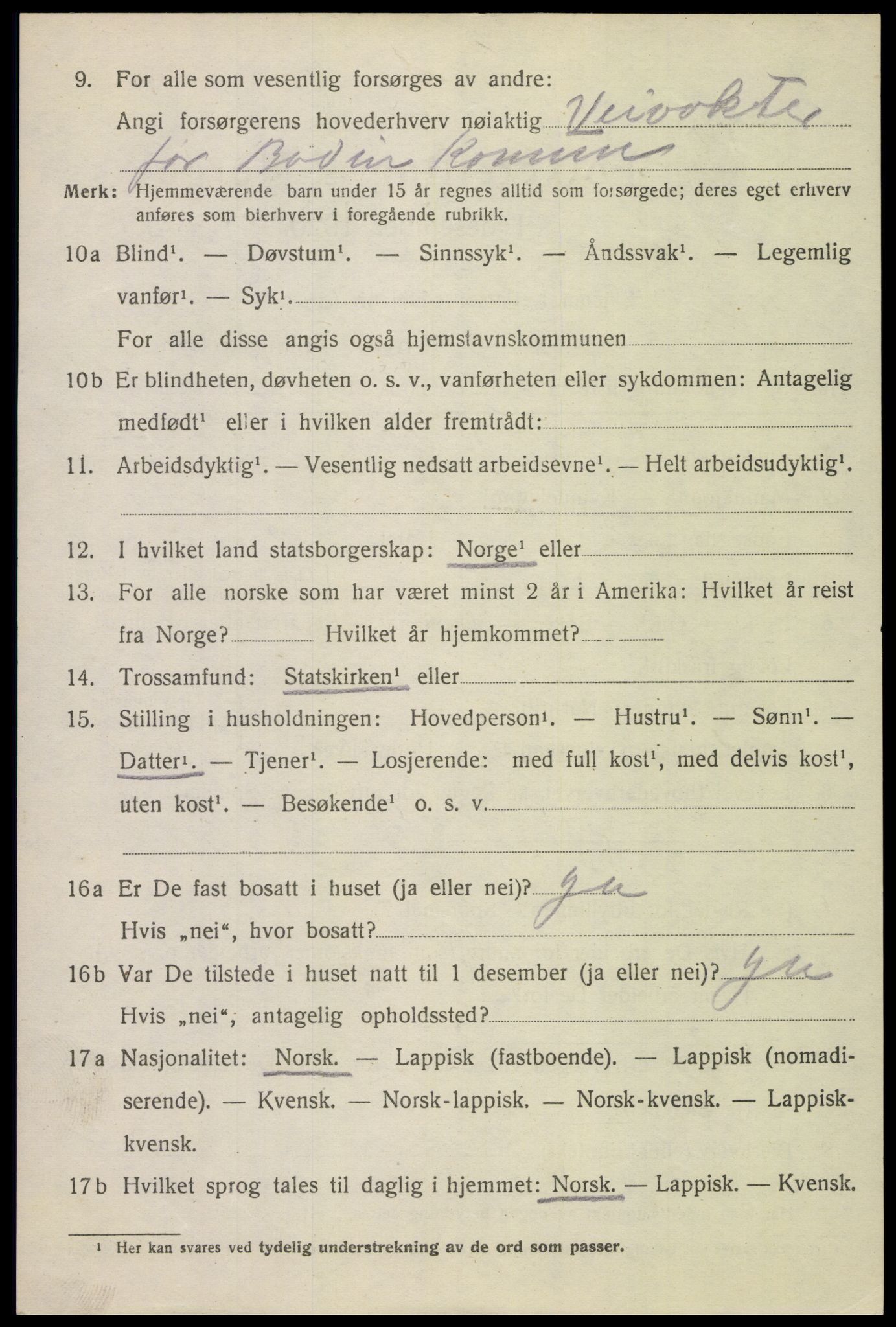 SAT, 1920 census for Bodin, 1920, p. 3957