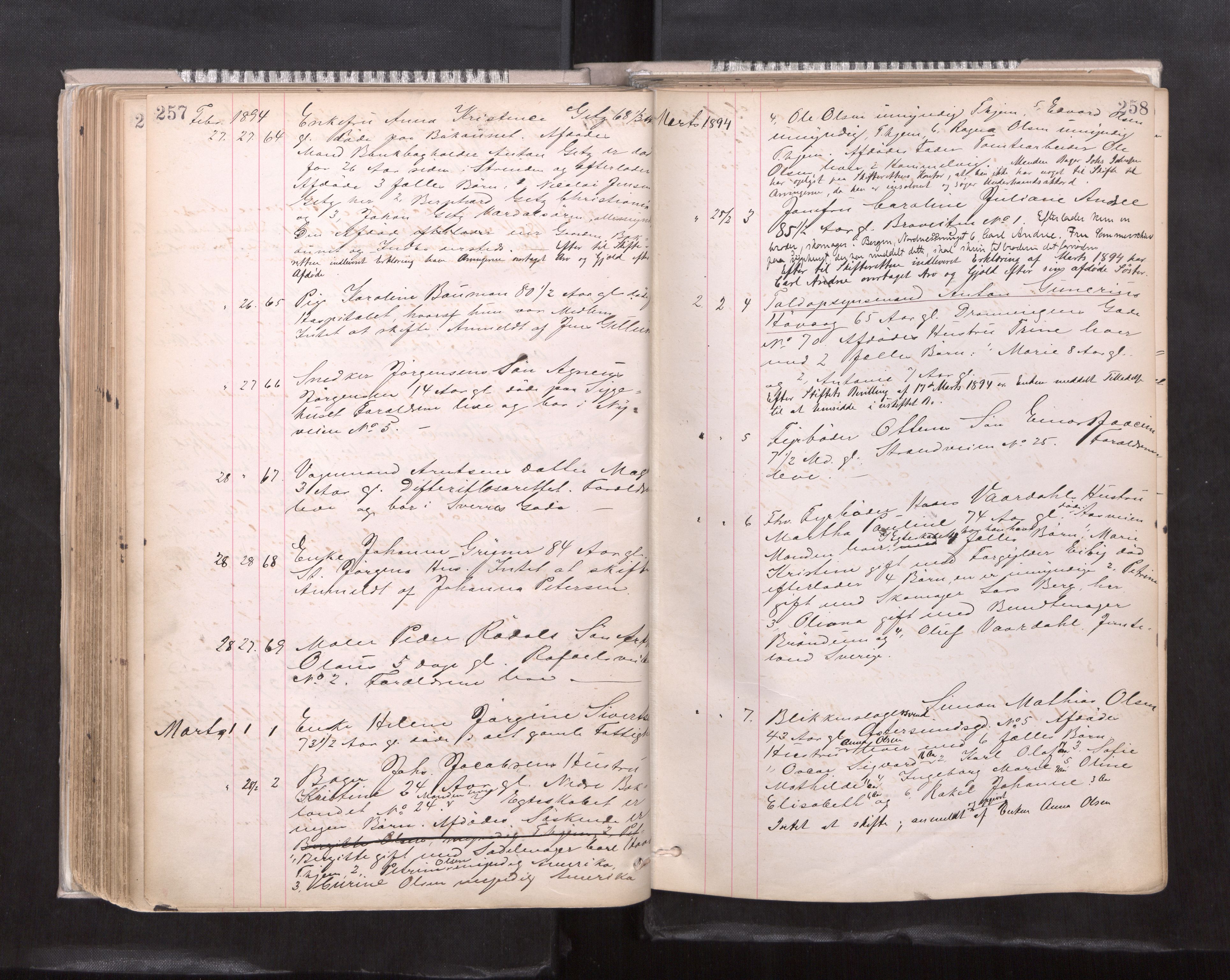 Trondheim byfogd, AV/SAT-A-0003/1/3/3L/L0004: Dødsanmeldelsesprotokoll, 1891-1897, p. 257-258