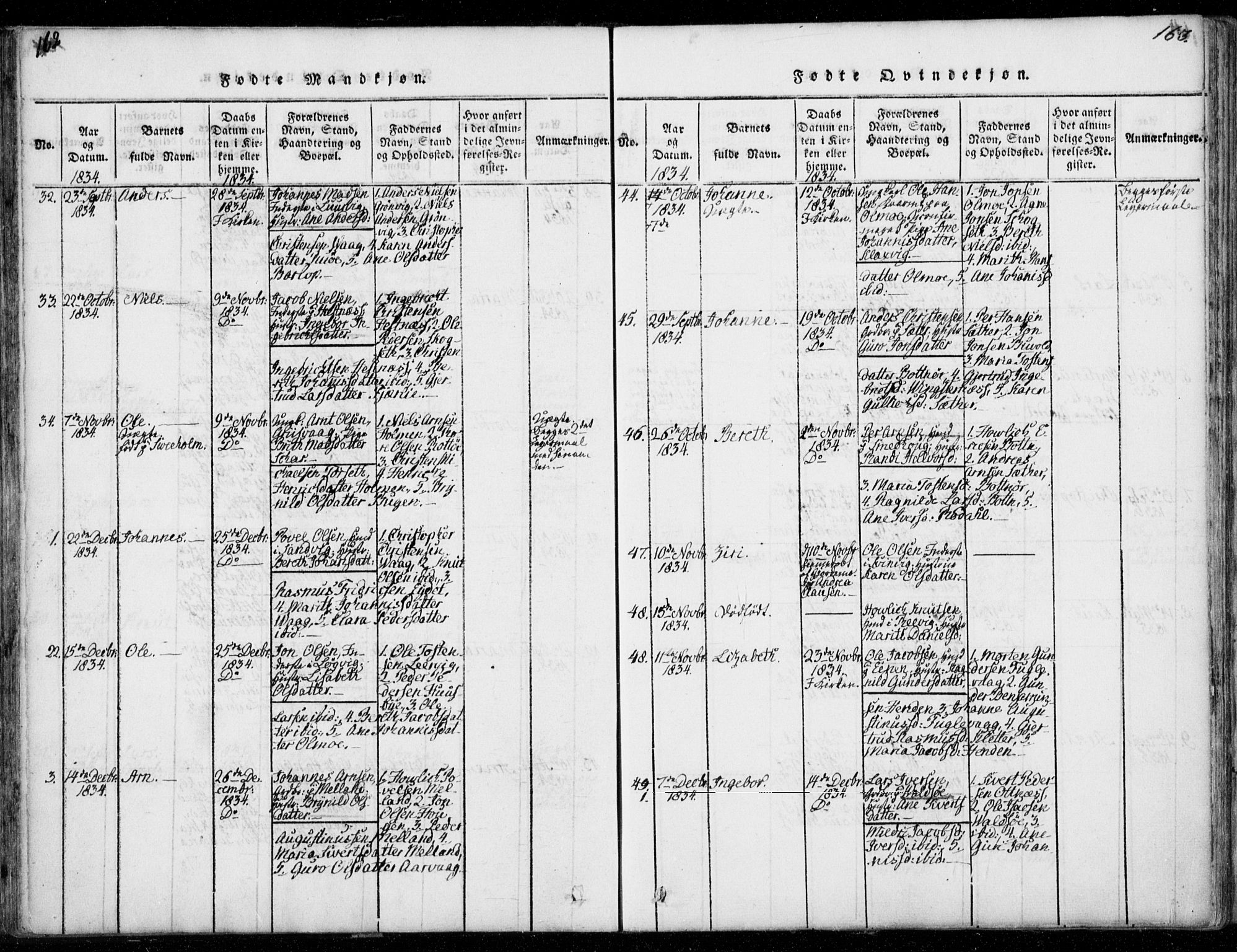 Ministerialprotokoller, klokkerbøker og fødselsregistre - Møre og Romsdal, AV/SAT-A-1454/578/L0903: Parish register (official) no. 578A02, 1819-1838, p. 162-163