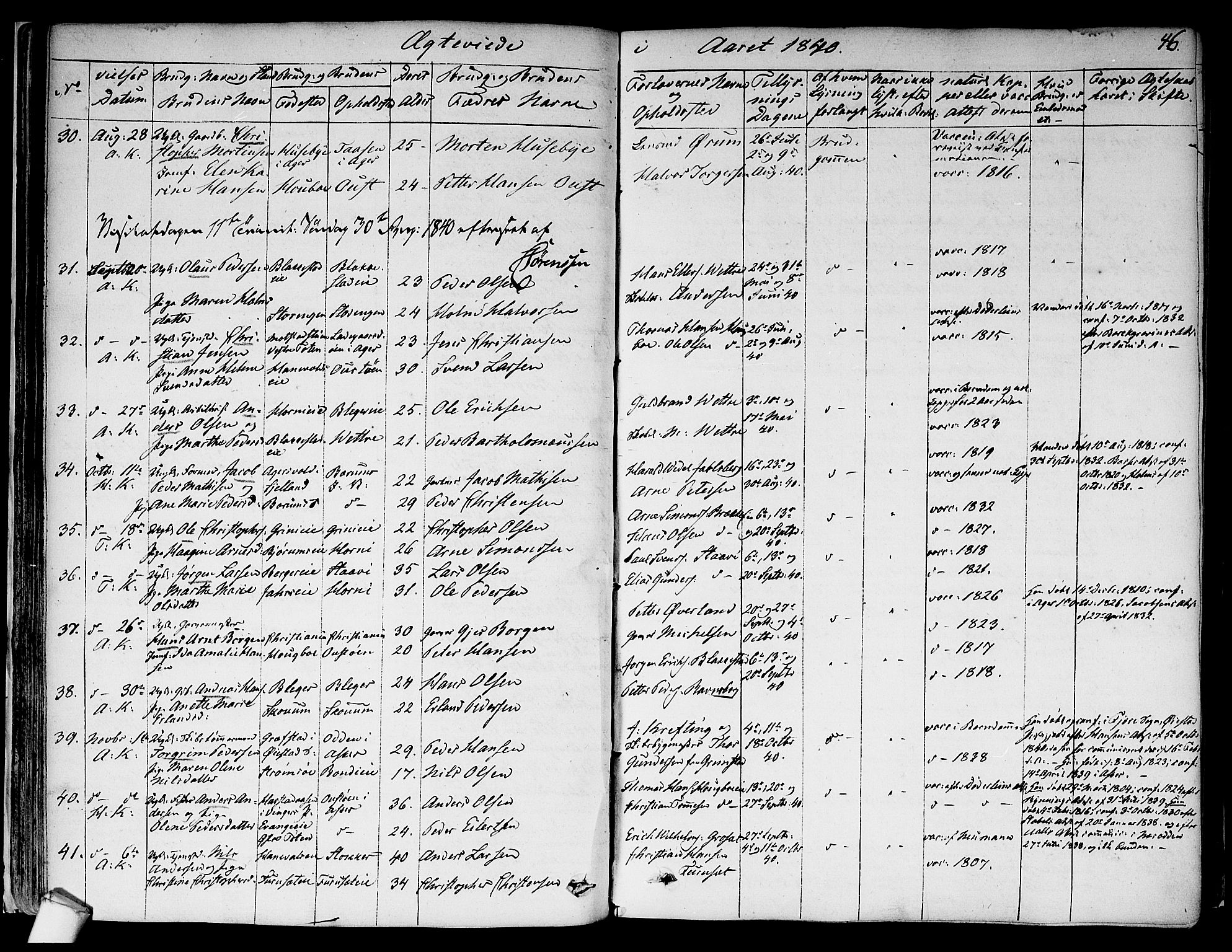 Asker prestekontor Kirkebøker, SAO/A-10256a/F/Fa/L0010: Parish register (official) no. I 10, 1825-1878, p. 46