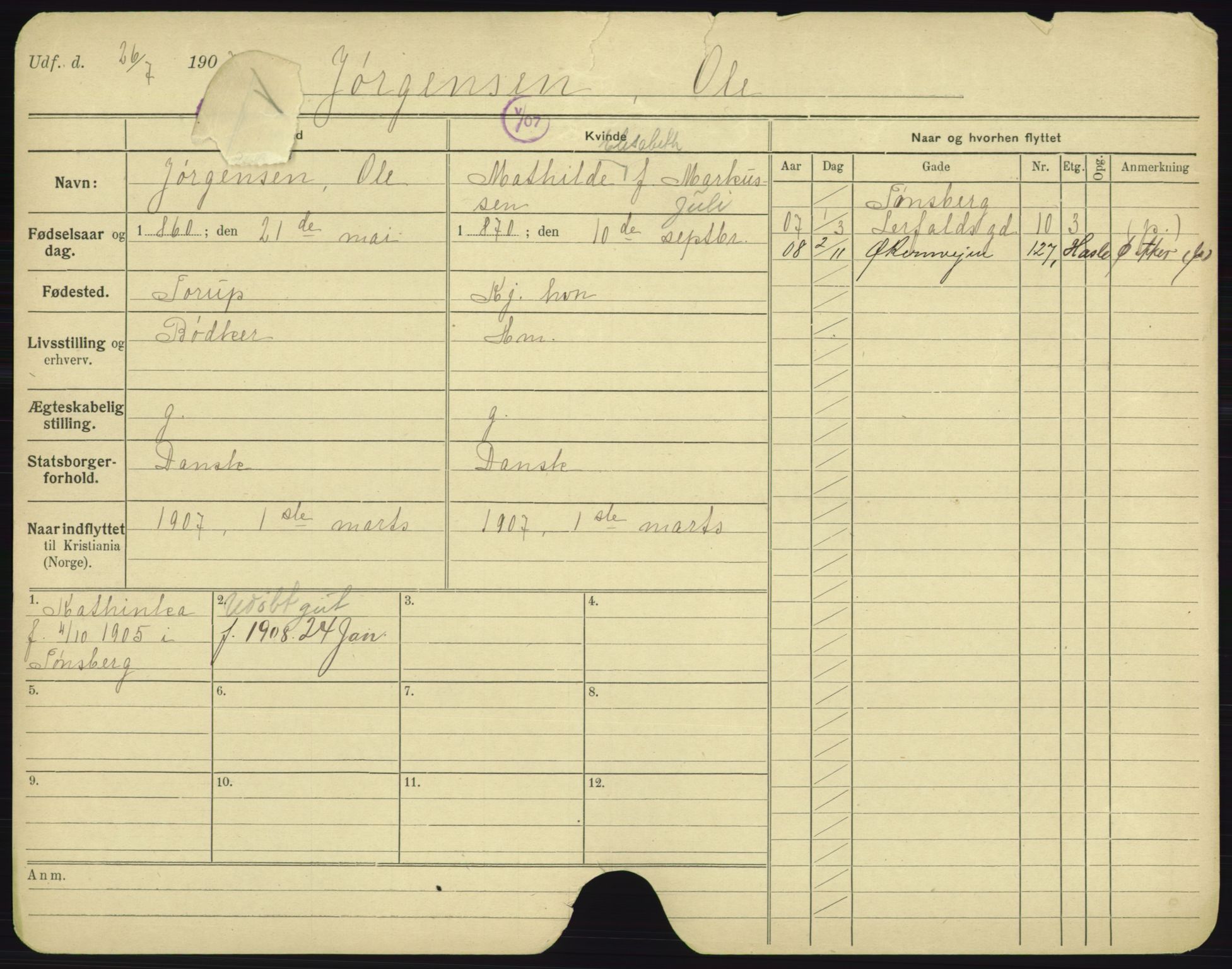 Oslo folkeregister, Registerkort, AV/SAO-A-11715/F/Fa/Fac/L0005: Menn, 1906-1914, p. 1054a