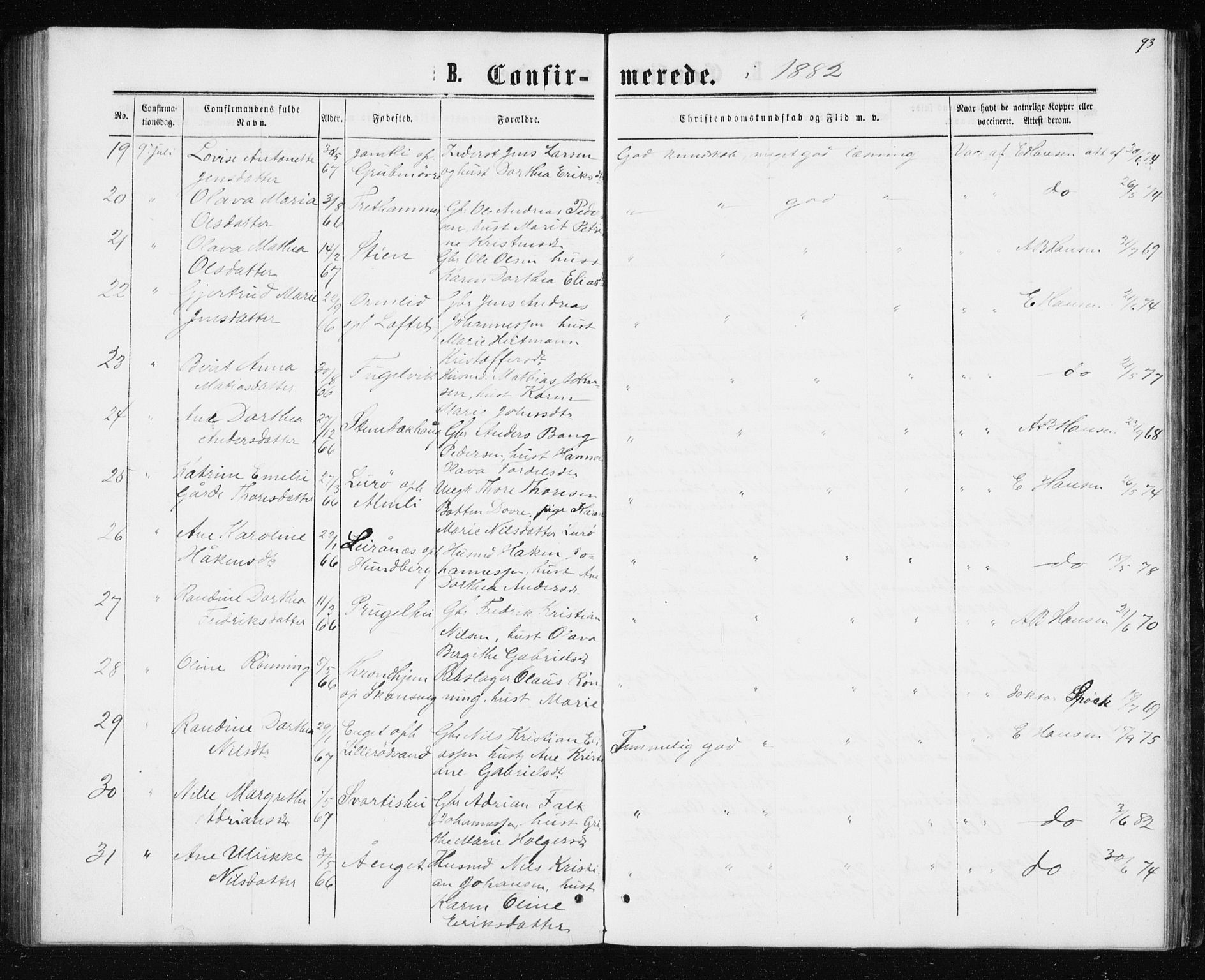 Ministerialprotokoller, klokkerbøker og fødselsregistre - Nordland, AV/SAT-A-1459/827/L0416: Parish register (copy) no. 827C05, 1865-1886, p. 93