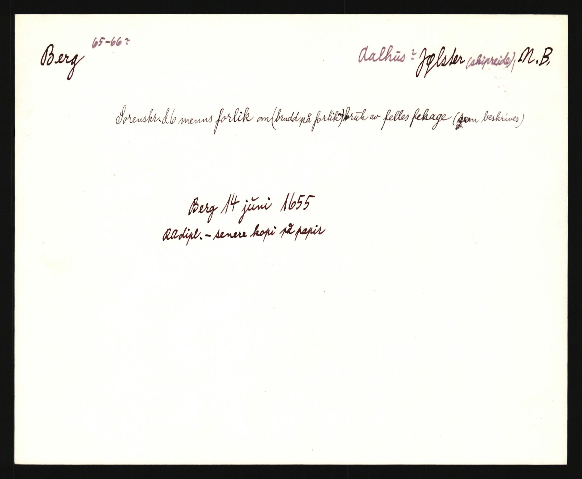 Riksarkivets diplomsamling, AV/RA-EA-5965/F35/F35e/L0030: Registreringssedler Sogn og Fjordane, 1400-1700, p. 349