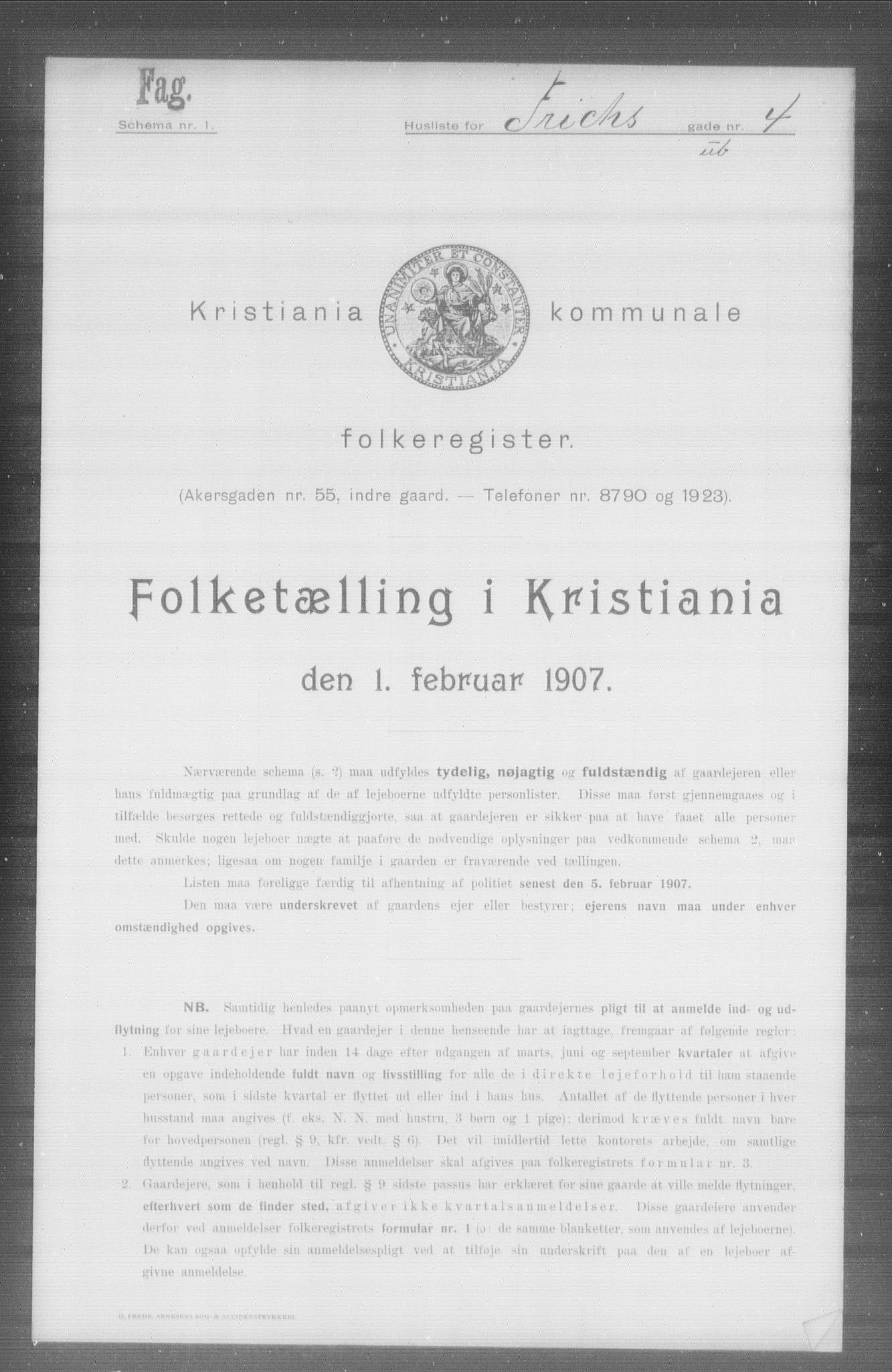 OBA, Municipal Census 1907 for Kristiania, 1907, p. 13590