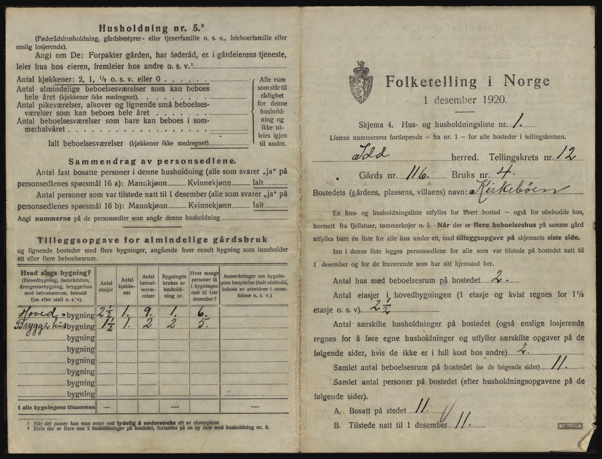 SAO, 1920 census for Idd, 1920, p. 1606