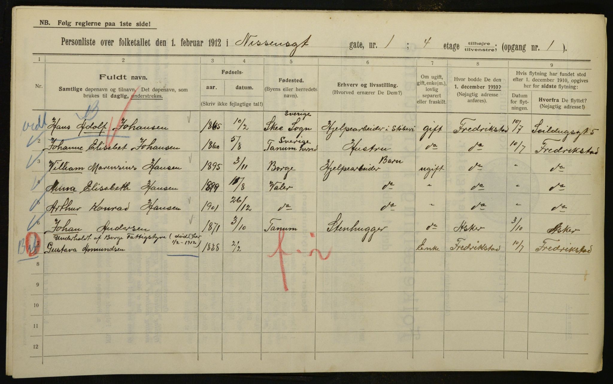 OBA, Municipal Census 1912 for Kristiania, 1912, p. 71721
