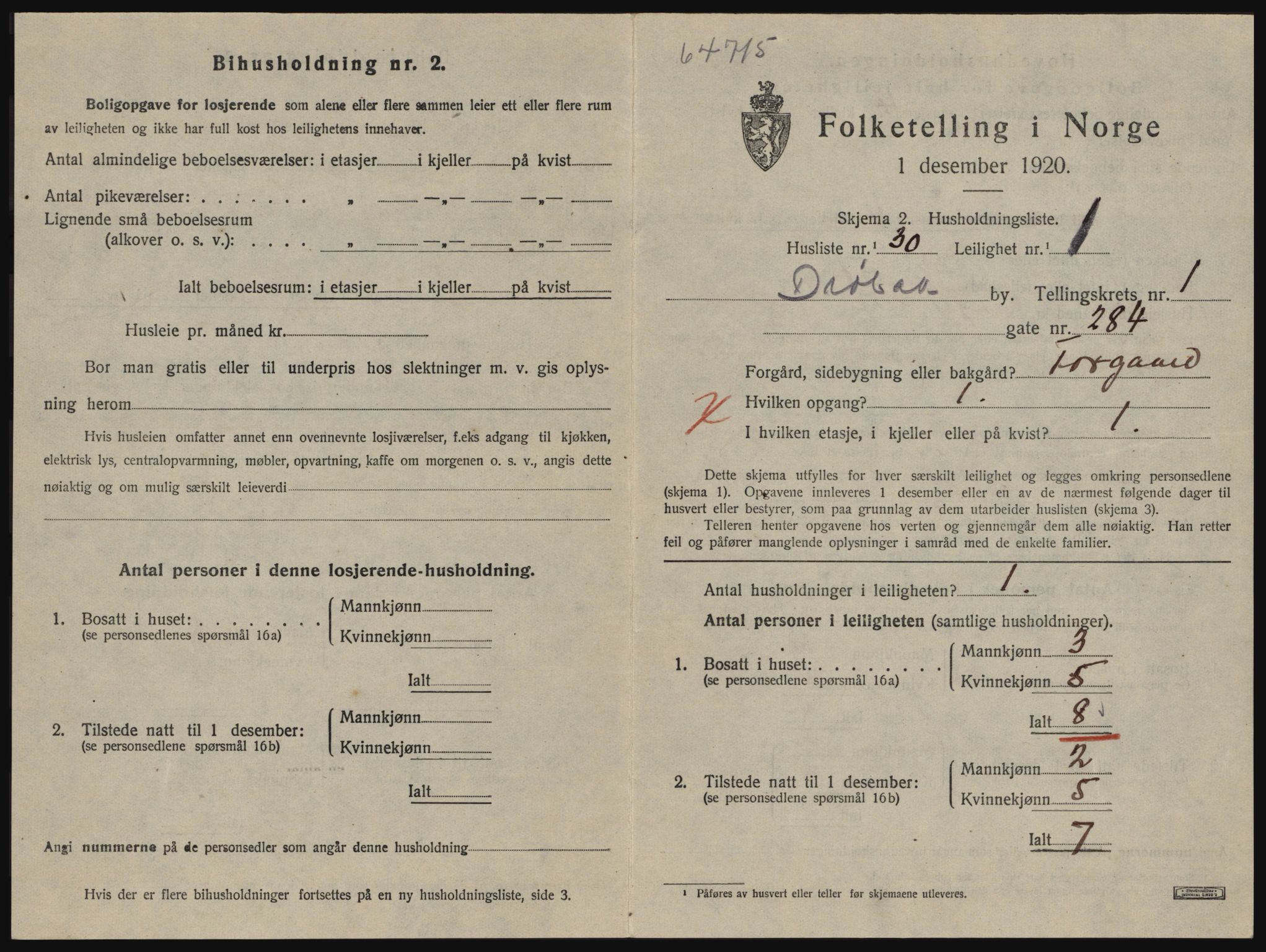 SAO, 1920 census for Drøbak, 1920, p. 833